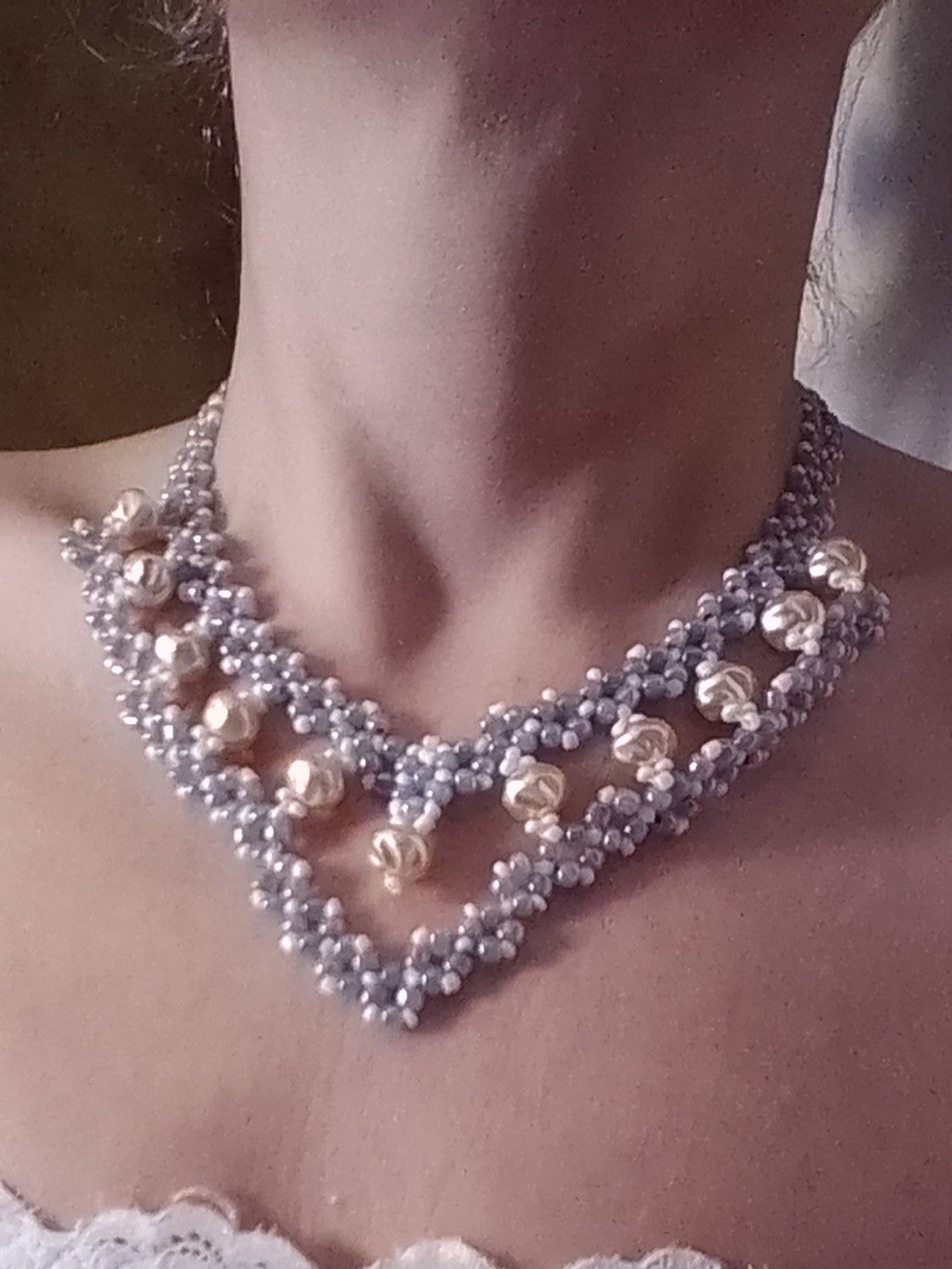 Other Pearls Necklace Vintage style Elegant Gray golden Ivory Size ONE SIZE - 7 Thumbnail