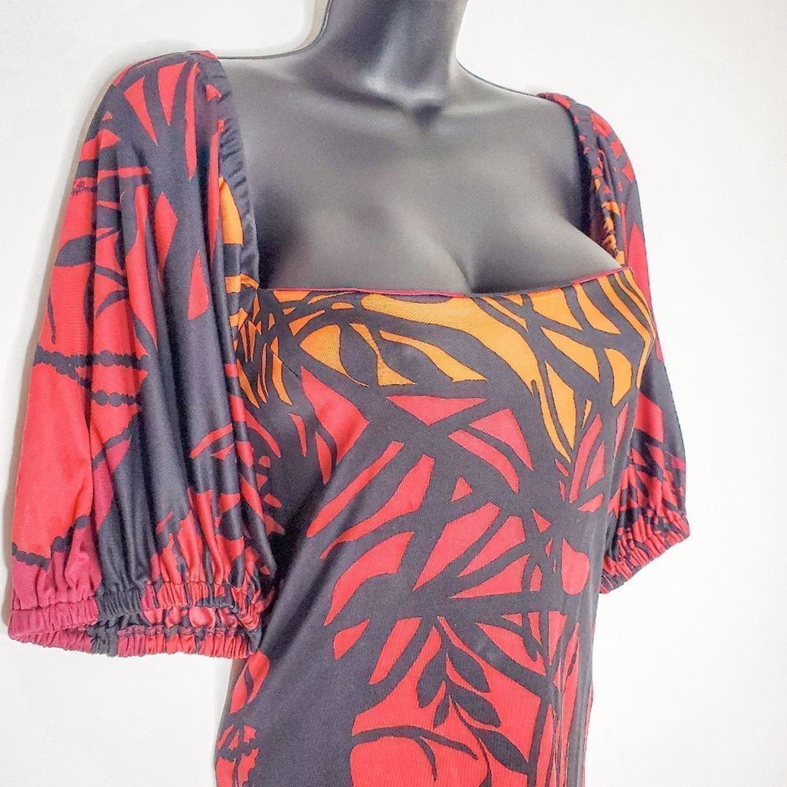 Mara Hoffman Mara Hoffman Red Black Silk Gothic Tree Print Dress Size S Size S / US 4 / IT 40 - 3 Thumbnail