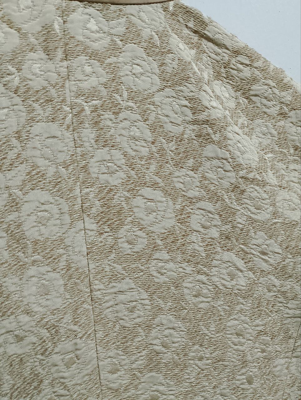 If Six Was Nine HIROKO KOSHINO Silk Knitted Tan Jacquard Floral Jacket Size M / US 6-8 / IT 42-44 - 6 Thumbnail