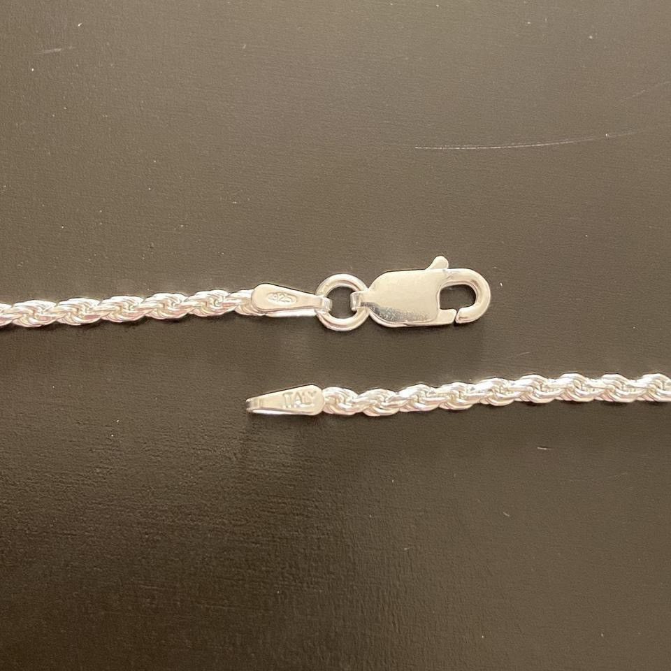 Sterling Silver Solid Silver Rope Chain Necklace 18in 2mm Size ONE SIZE - 2 Thumbnail