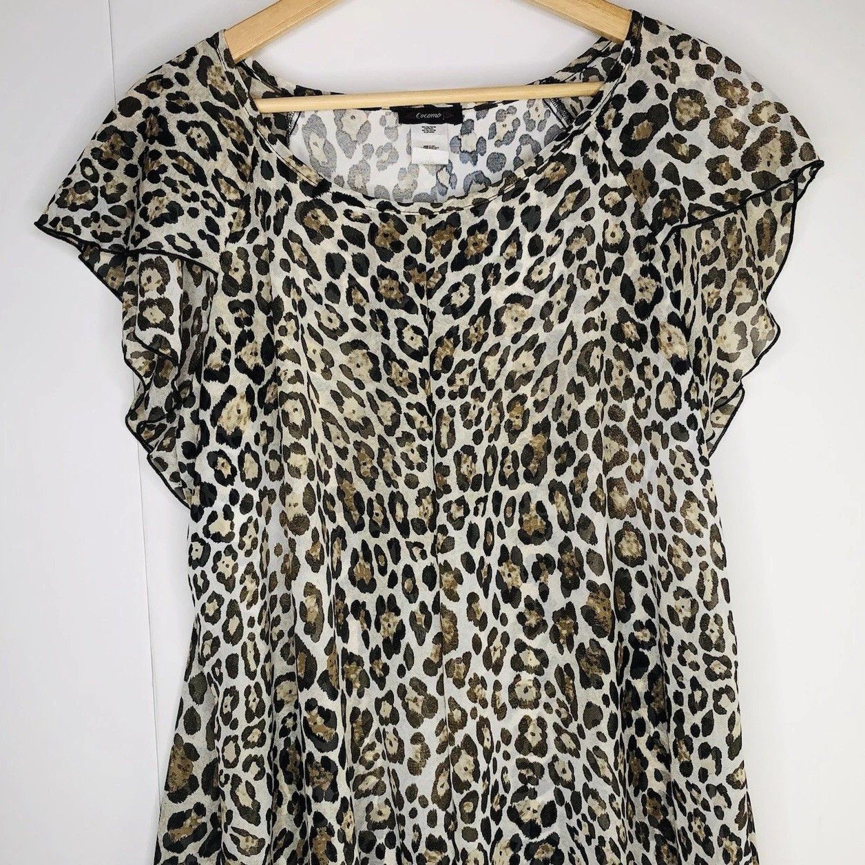 Other Cocomo Leopard Cheetah Print Top Blouse Sz L High-low Size L / US 10 / IT 46 - 3 Thumbnail
