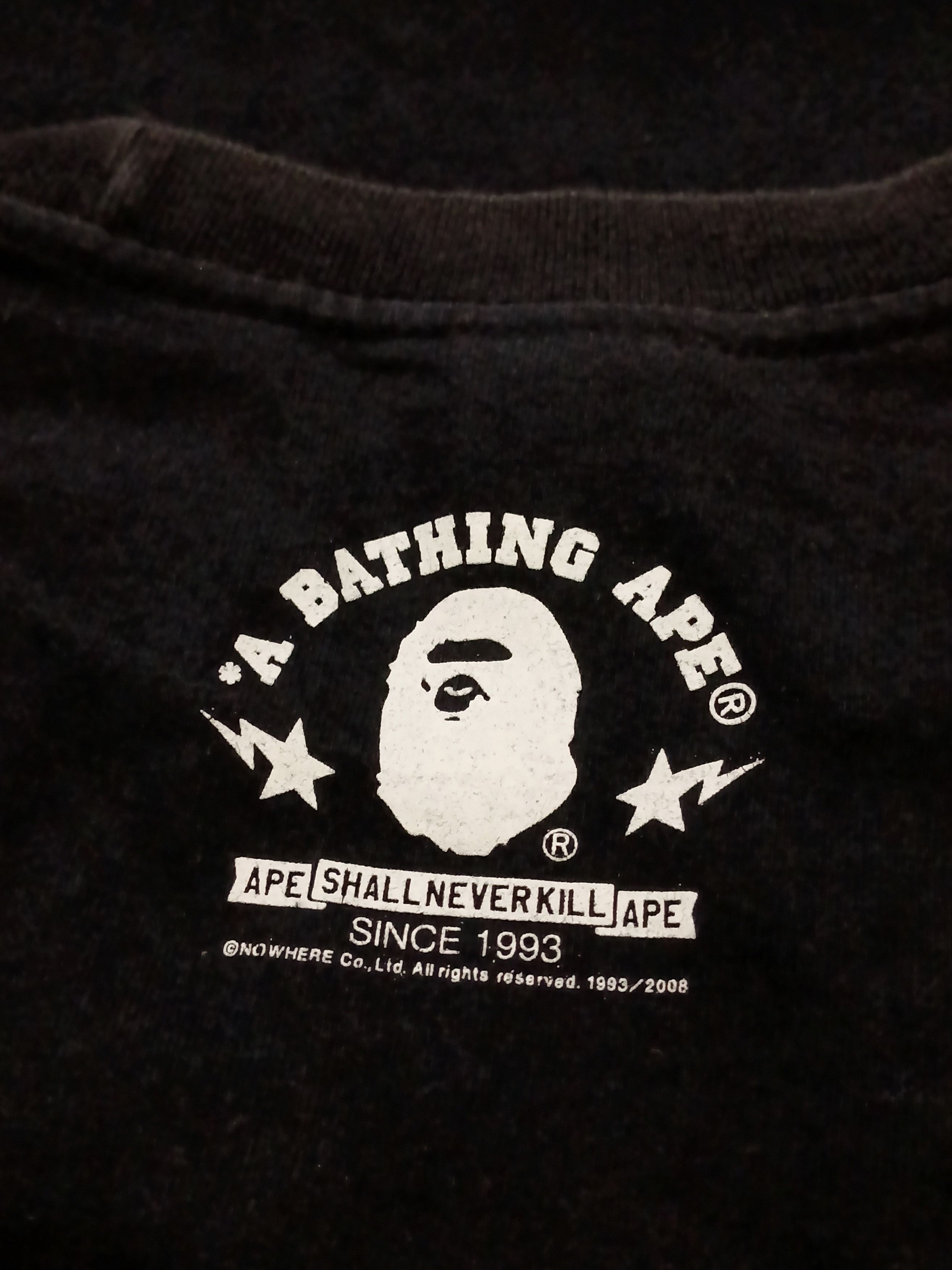 Bape Rare BAPE A Bathing Ape Baby Milo Panda 2008 black tees Size US L / EU 52-54 / 3 - 9 Thumbnail