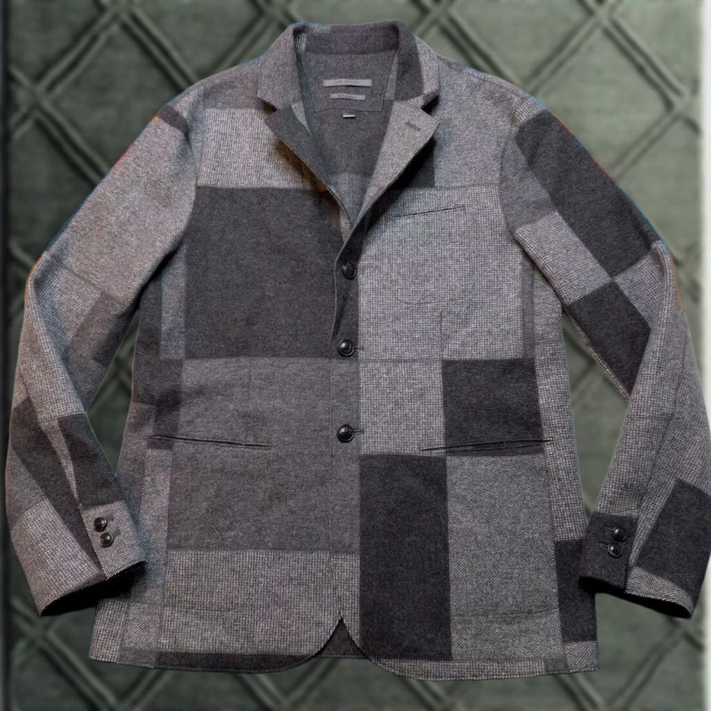 John Varvatos John Varvatos Blazer Jacket Coat Wool Cashmere Patchwork Japan Size 48 Gray Mens Designer Size 48R - 1 Thumbnail