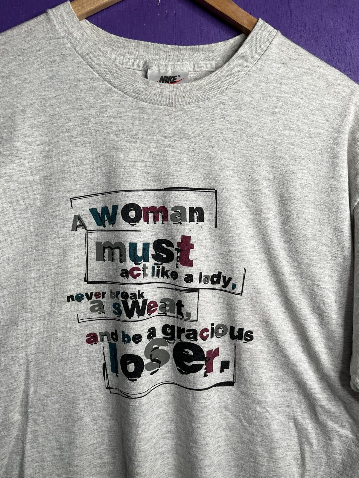 Nike × Vintage Vintage 90s Nike yeah right women’s t-shirt Size US L / EU 52-54 / 3 - 3 Thumbnail