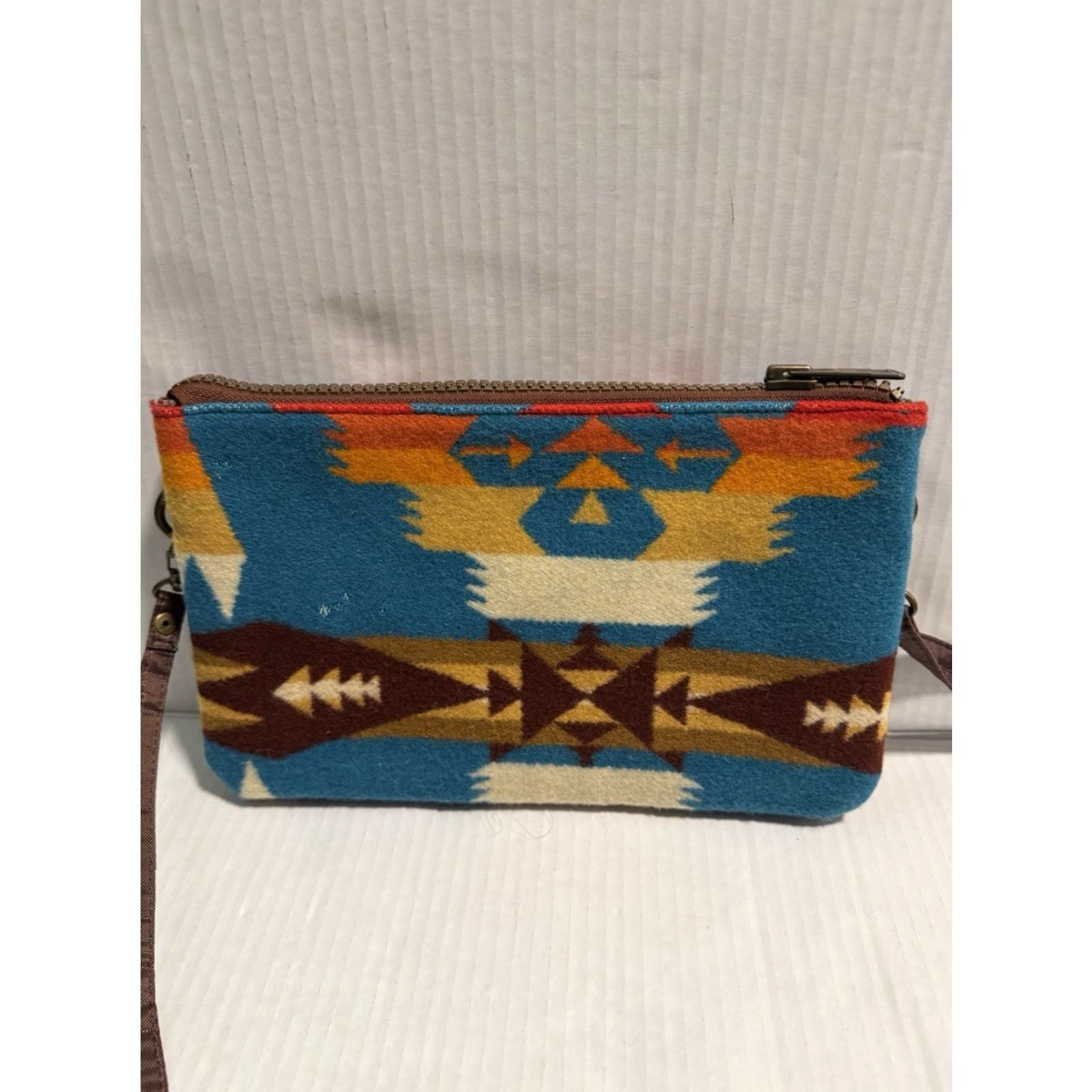 Pendleton PENDLETON Wool Crossbody Clutch Zipper Pouch Southwest Aztec Tribal Horse Pull Bag Women Small Navy Multicolor Geometric Crossbody Accessories Size ONE SIZE - 3 Thumbnail
