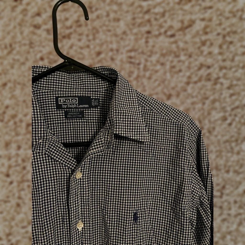 Polo Ralph Lauren Polo Ralph Lauren Andrew Dress Shirt Blue Gingham Button Long Sleeve Men's 15.5 Size 42R - 1 Thumbnail