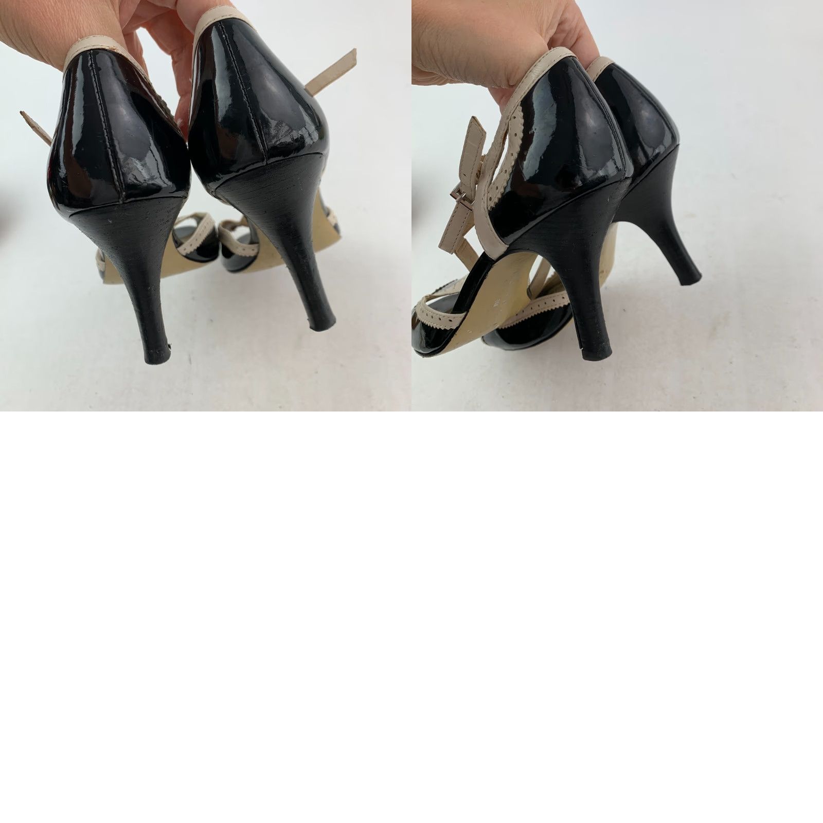 Anne Klein Anne Klein Nelly T-Strap Wingtip Peep Toe Pumps Heels Size 8M Black Leather Womens Pump Size US 8 / IT 38 - 8 Thumbnail