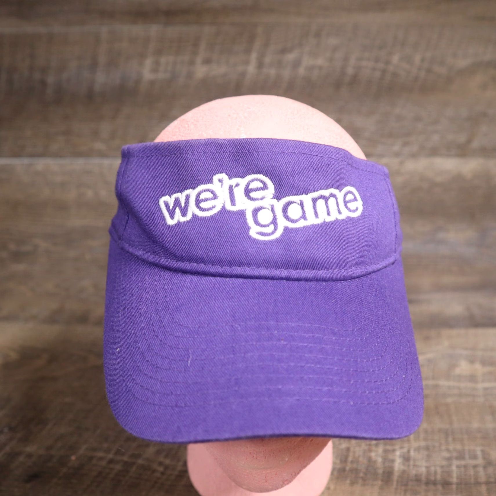 Augusta Sportswear Virginia Lottery We're Game Purple Embroidered Sun Visor Adult Adjustable Hat Size ONE SIZE - 2 Thumbnail
