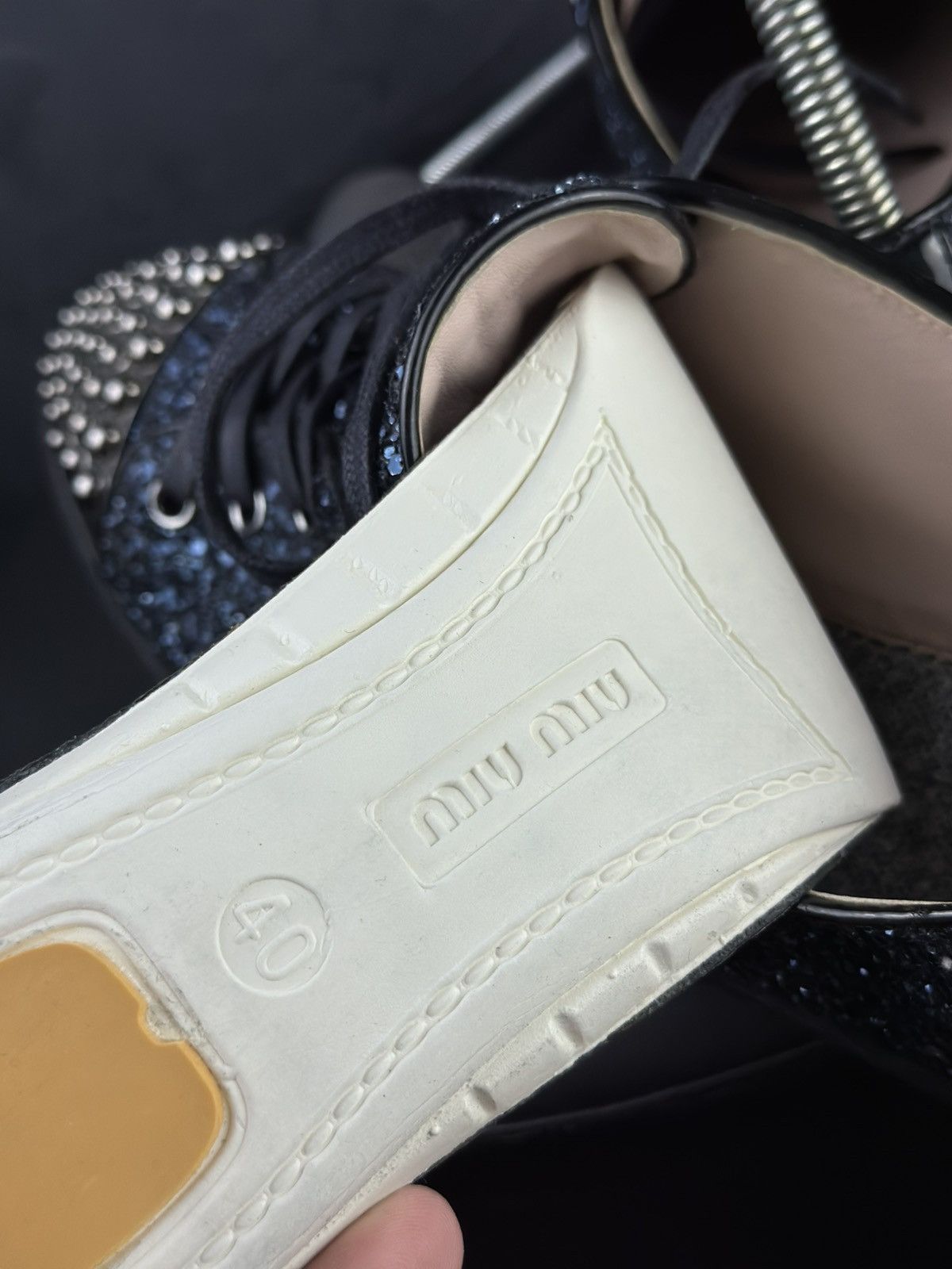Miu Miu Miu Miu Glitter Dark Blue Studded Blue Trainer Sneakers Size US 10 / IT 40 - 10 Thumbnail
