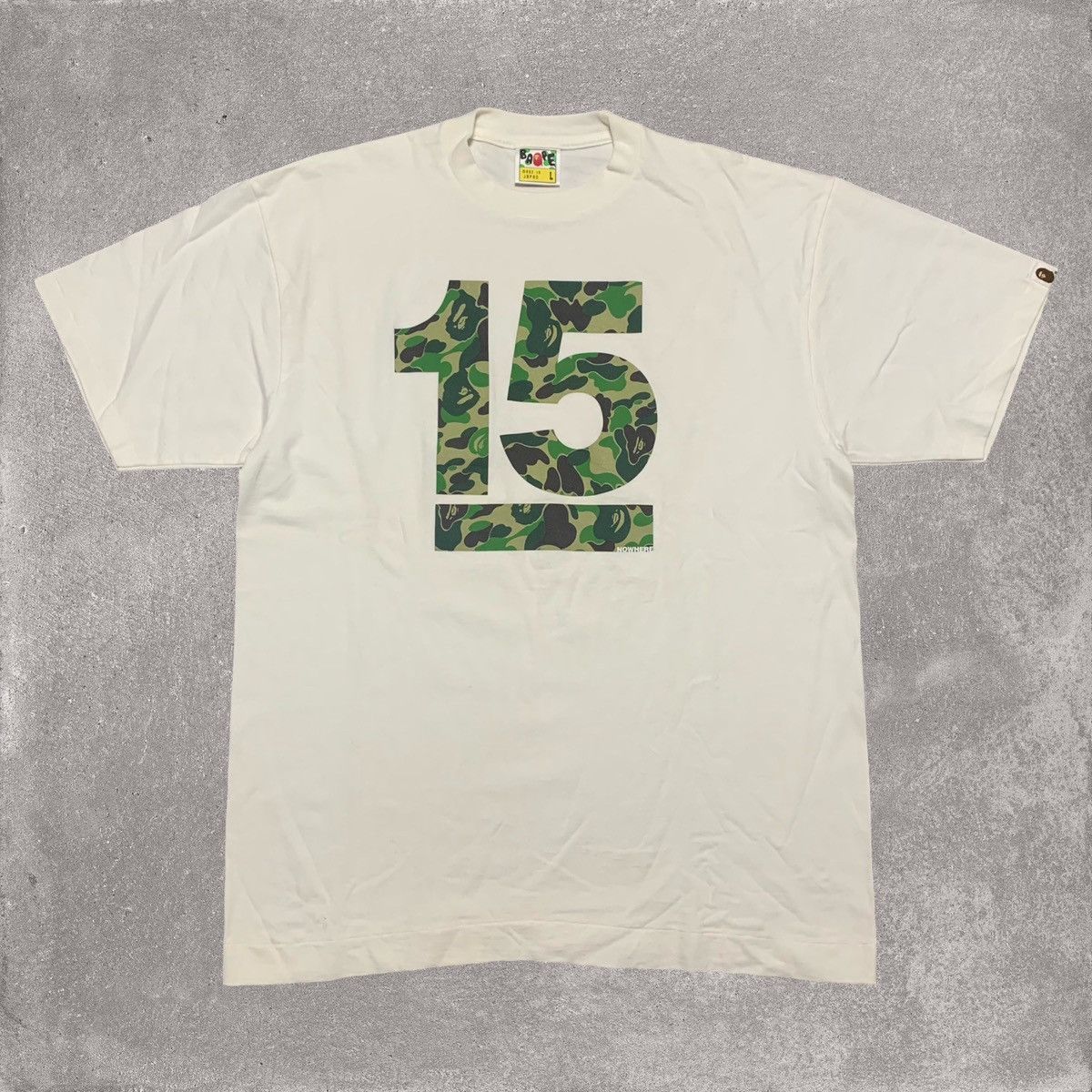 Bape Bape Large 15th Anniversary Green ABC Camo White Tee Size US L / EU 52-54 / 3 - 1 Thumbnail