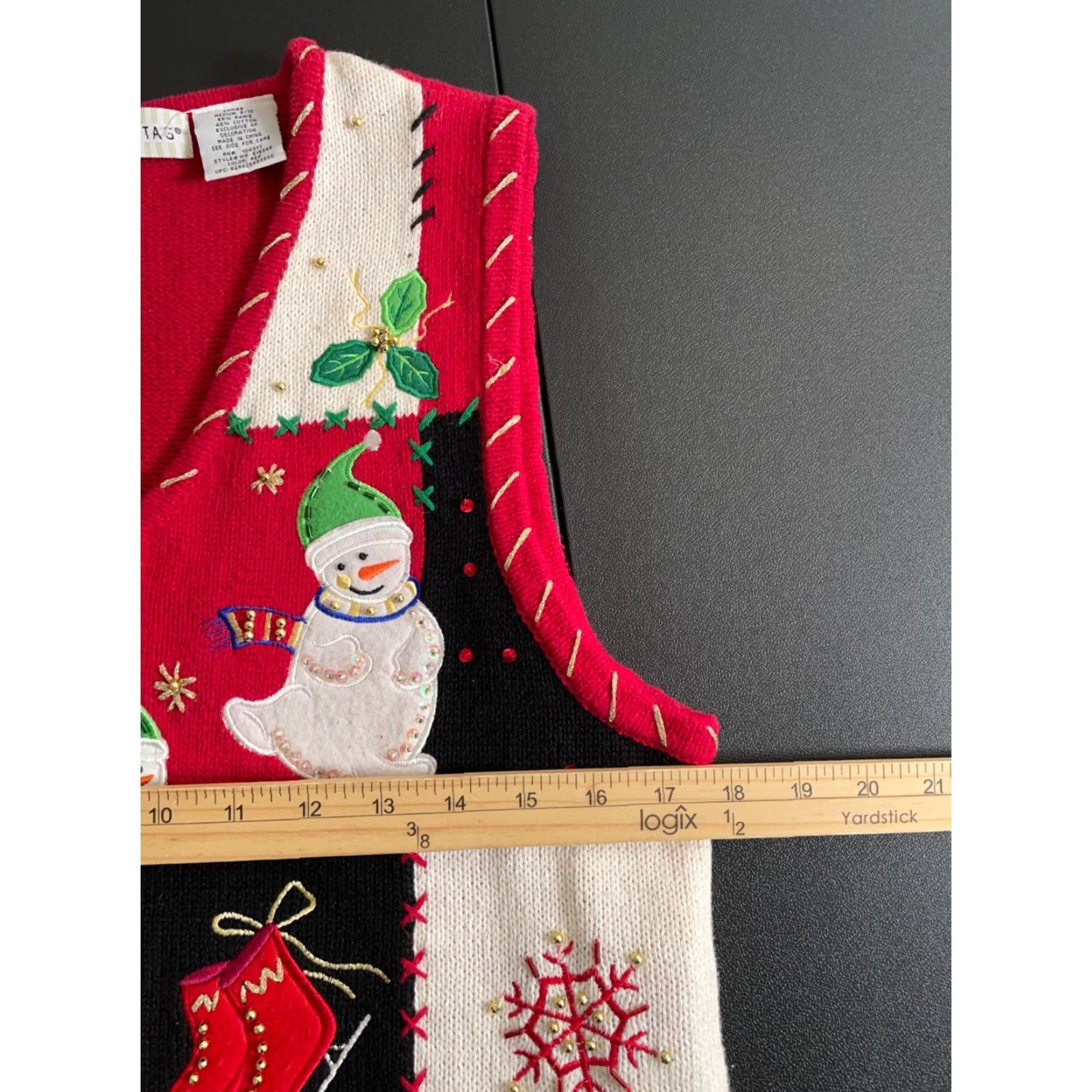 Vintage VINTAGE White Stag Sweater Vest Shirt Womens Medium Red Embroidered Christmas Motif Zip Front 90s Holiday Retro Size M / US 6-8 / IT 42-44 - 5 Thumbnail