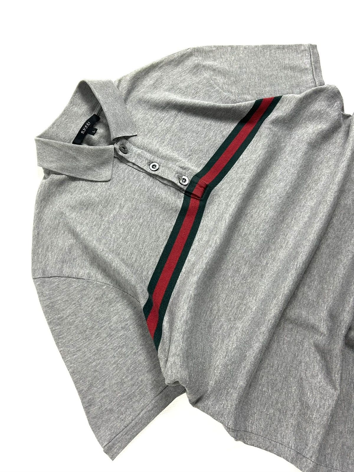 Gucci Vintage Gucci Grey Polo Shirt Women's Red Green Stripe L Size L / US 10 / IT 46 - 4 Thumbnail