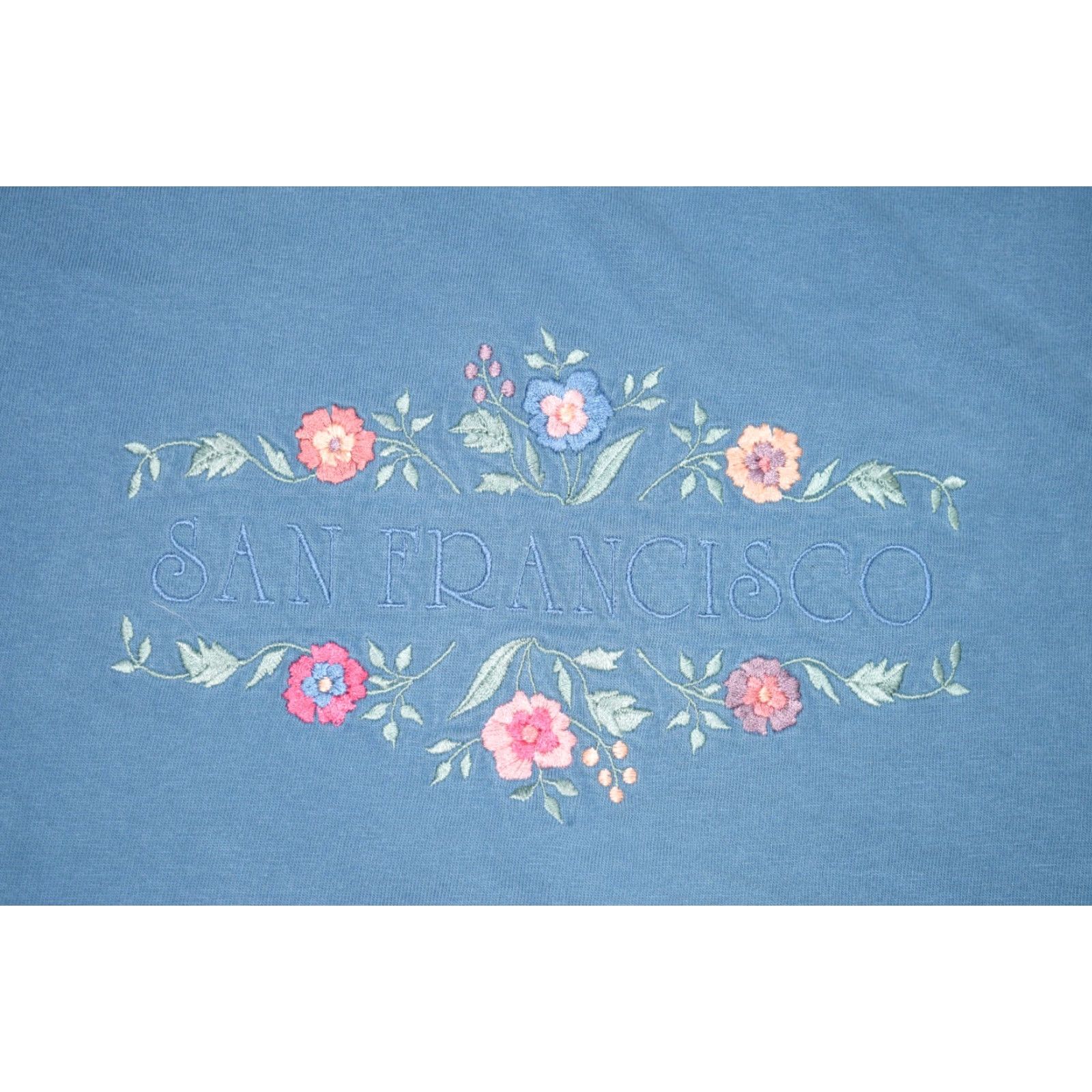 Vintage VINTAGE Crazy Shirts T-Shirt Main Selling Point: Embroidered Flower Design Hawaii San Francisco 80s 90s Tee - L Blue Mens Size US L / EU 52-54 / 3 - 2 Thumbnail