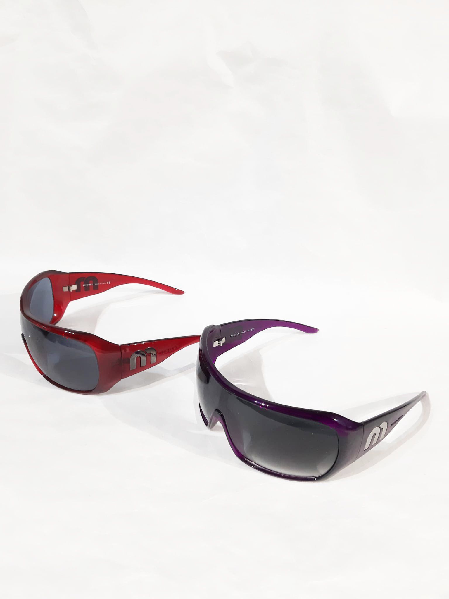 Miu Miu Miu Miu 2000's Purple Oversized Mask Shield Sunglasses Size ONE SIZE - 11 Thumbnail