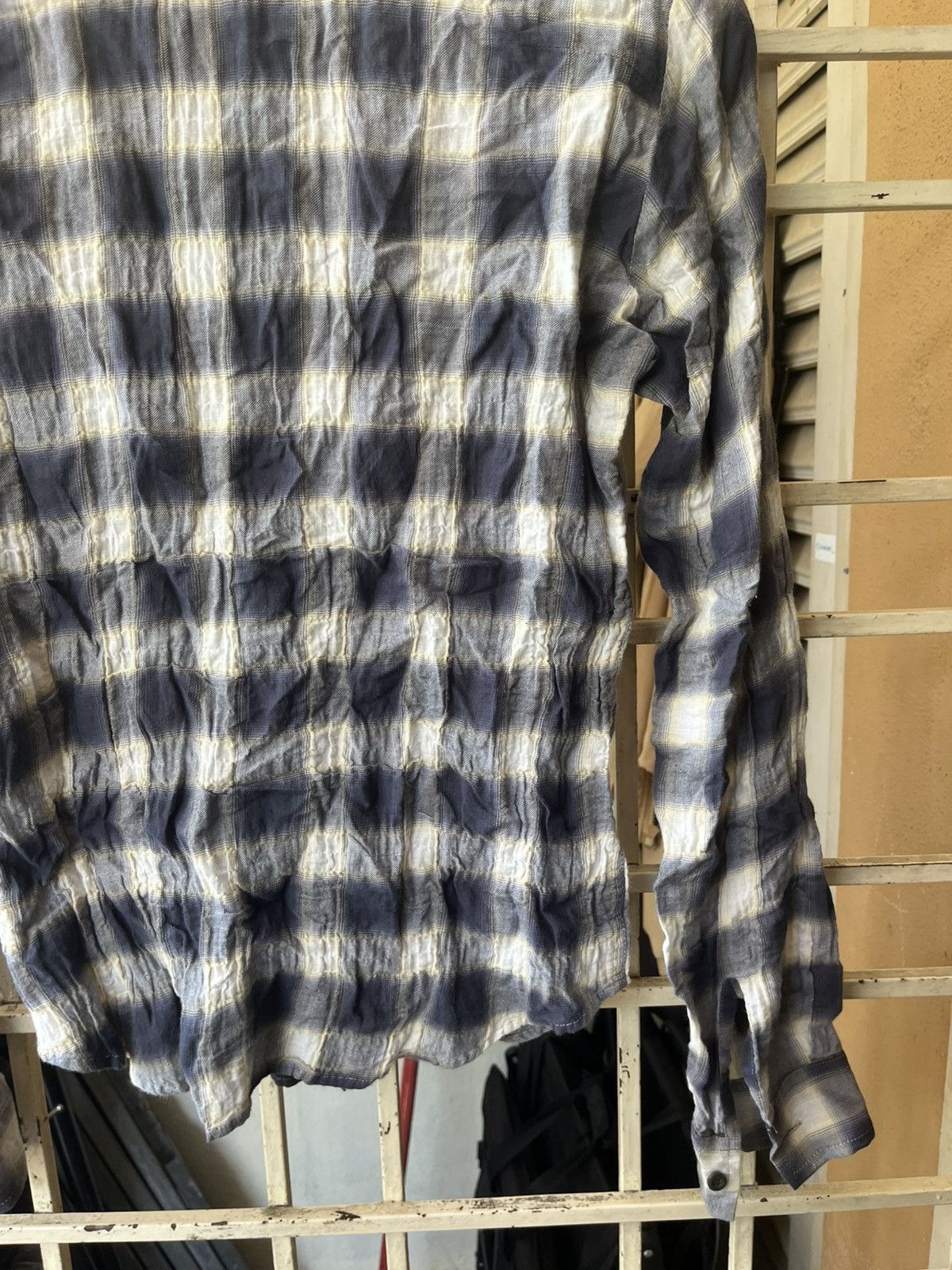 Japanese Brand × Pledge Plaid grey wrinkle shirt Size US S / EU 44-46 / 1 - 9 Thumbnail
