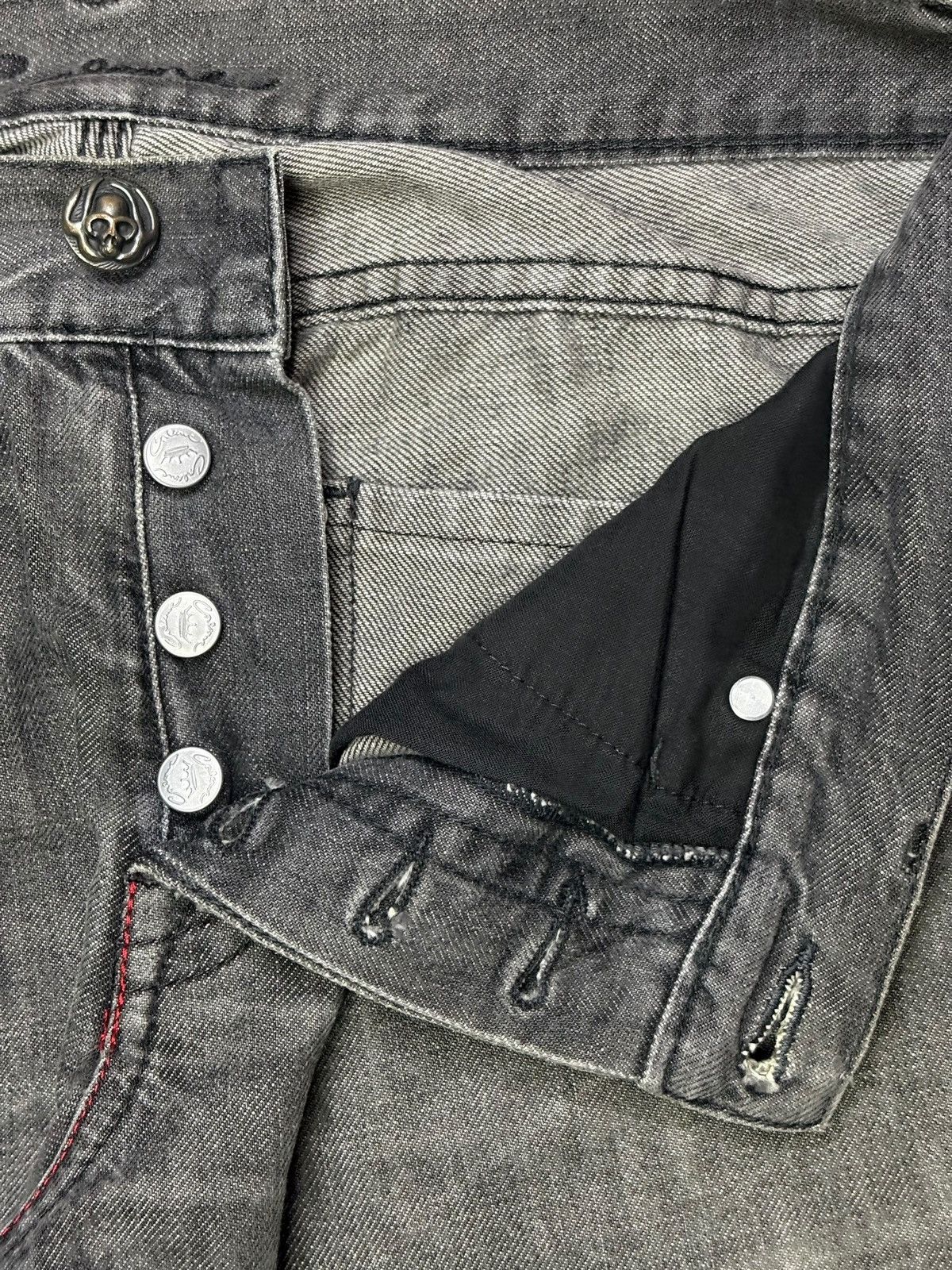 Japanese Brand × Seditionaries Vintage Japanese Brand Skull Embroidery Mud Wash Loose Jeans Size US 32 / EU 48 - 3 Thumbnail