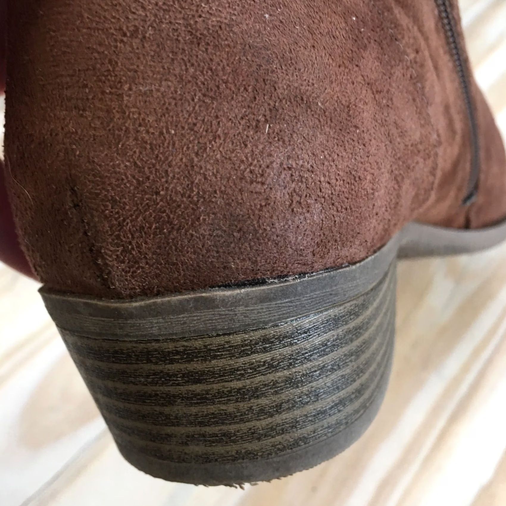 Vintage Arizona Jean Co Boots Womens 10M Ankle Bootie Brown Faux Leather Side Zip Casual Shoes Size 32" / US 10 / IT 46 - 6 Thumbnail