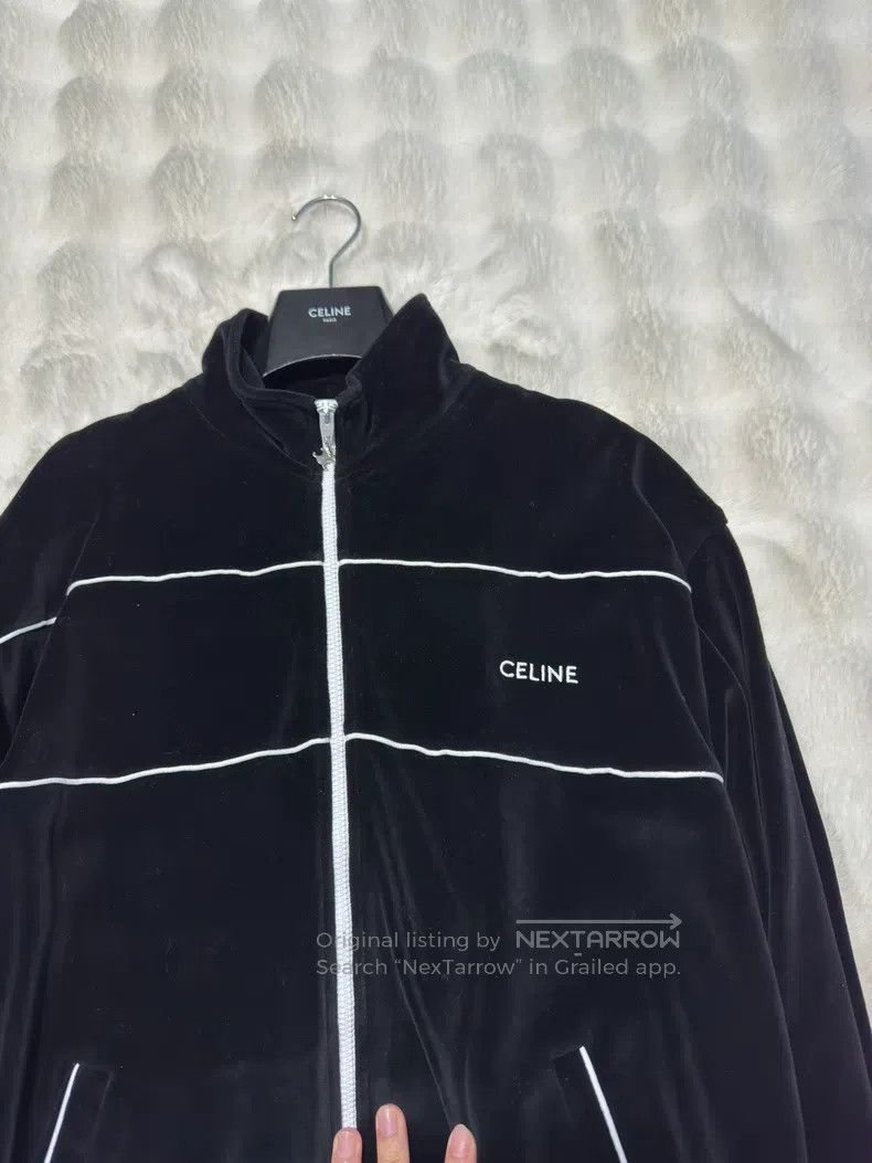 Celine CELINE Solid Black Embroidered Logo Velvet Jacket Size US M / EU 48-50 / 2 - 5 Thumbnail