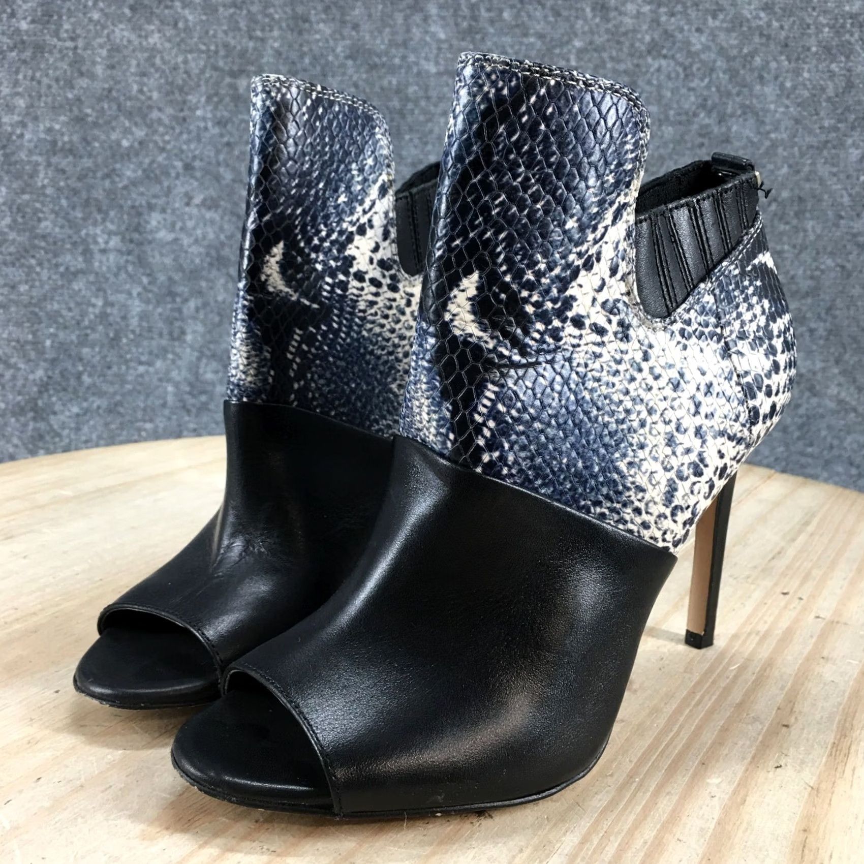 Calvin Klein Calvin Klein Womens Bootie Sarine Peep Toe Stiletto Black Faux Leather 5.5 Size US 6 / IT 36 - 7 Thumbnail