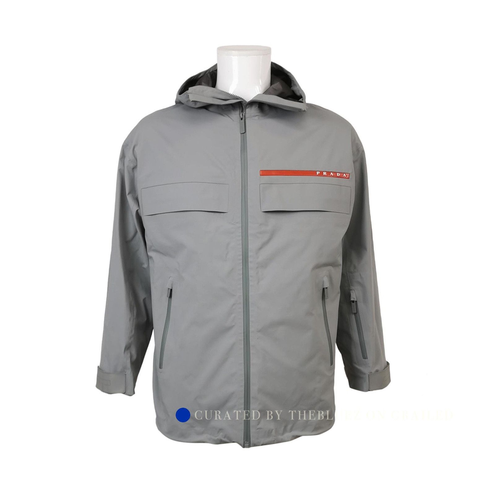 Prada Gray Logo Hooded Light Jacket in Size XS Size US XS / EU 42 / 0 - 1 Thumbnail