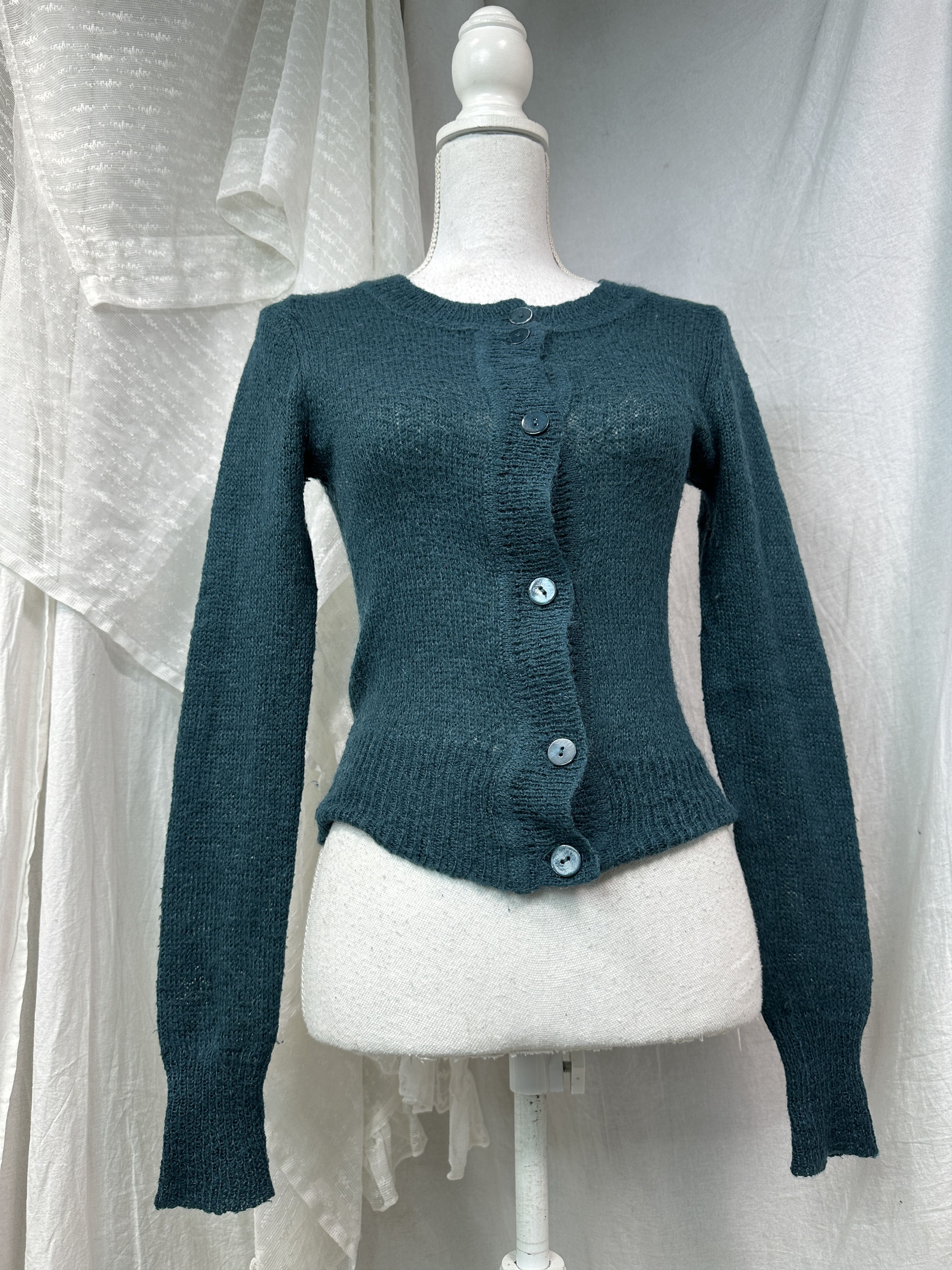 Vintage Vintage Knitted Emerland Green Intimissimi Cardigan Y2K Size S / US 4 / IT 40 - 1 Thumbnail