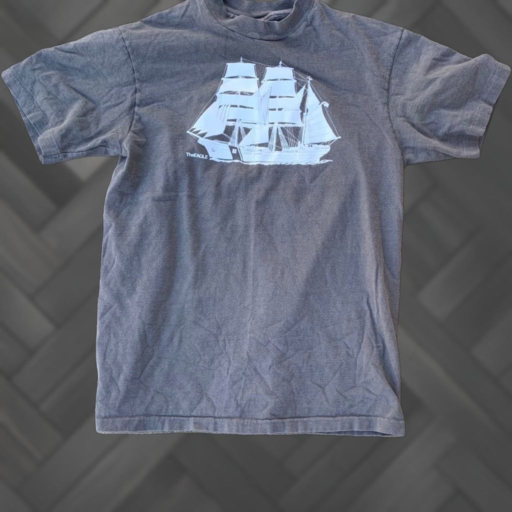 Hanes Vintage Hanes The Eagle Coast Guard T Shirt Tall Ship Made In USA M Gray 100% Cotton Men Graphic Tee 1980s Classic Sportswear/Beach Size US M / EU 48-50 / 2 - 1 Thumbnail