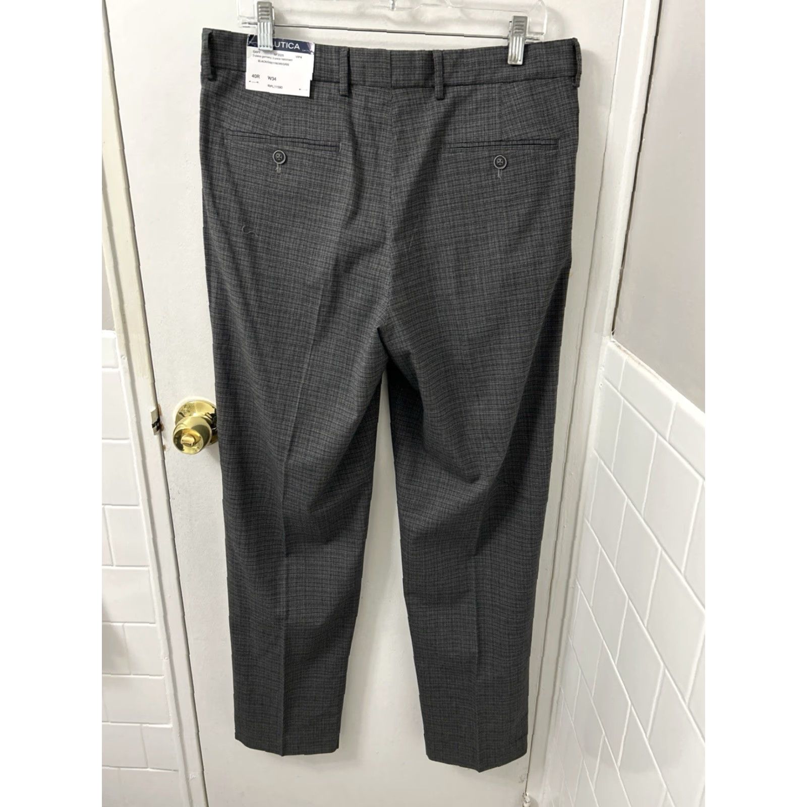 Nautica Nautica Dress Pants Mens 34x32 Black Grey NWT Slim Fit Trousers Straight Leg Size US 34 / EU 50 - 2 Thumbnail