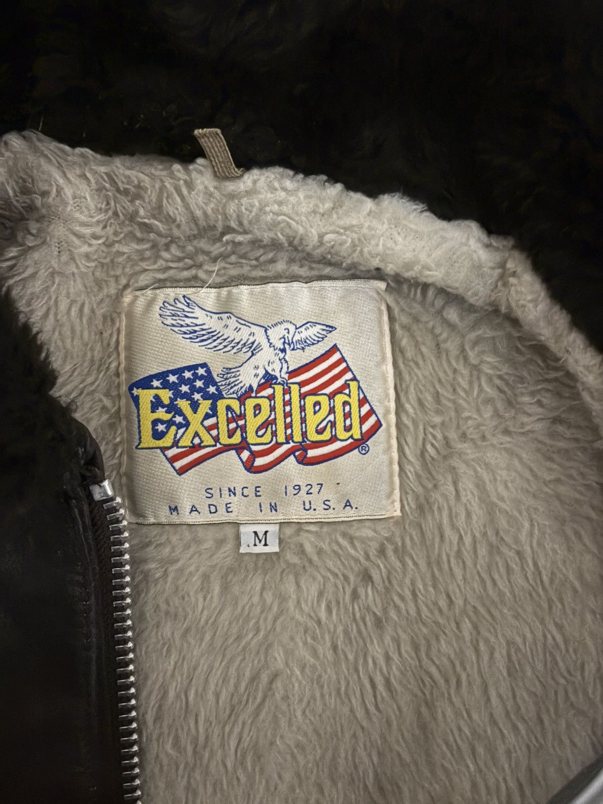 Excelled Leather Bomber Flight Jacket Faux Fur Collar USA Mint Size US M / EU 48-50 / 2 - 5 Thumbnail