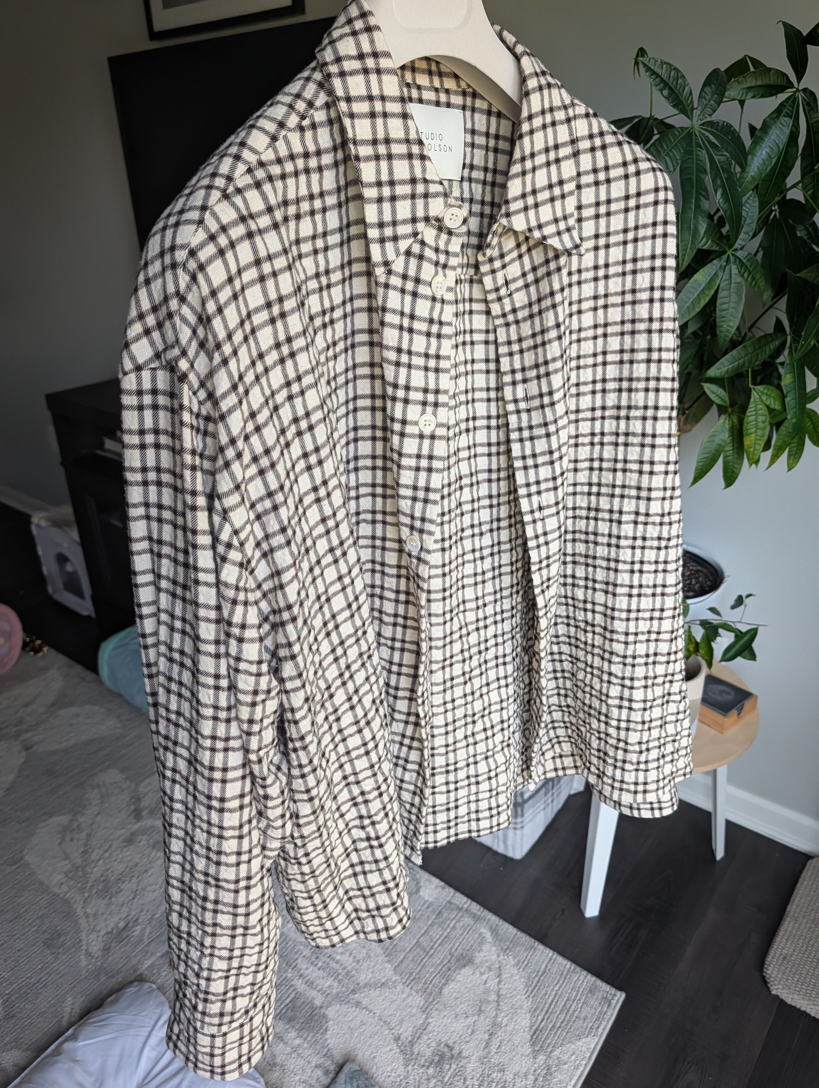 Studio Nicholson Nostra Checked Cotton Shirt, Men's — image 3 of 6