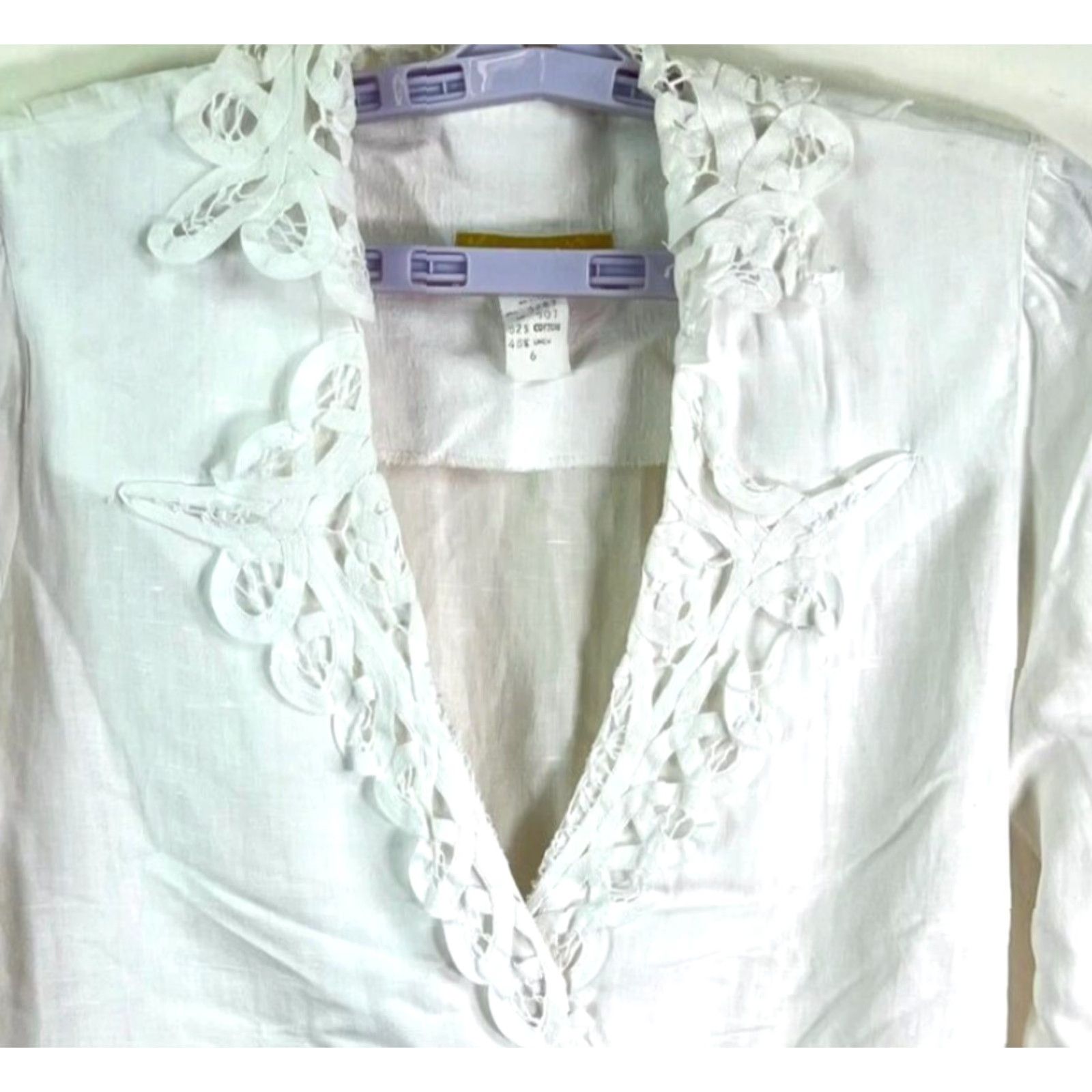 Vintage VINTAGE Jane Singer Blazer Jacket Womens Size 6 White Linen Blend Lightweight Notch Lapel Classic Fit City Designer Size M / US 6-8 / IT 42-44 - 2 Thumbnail