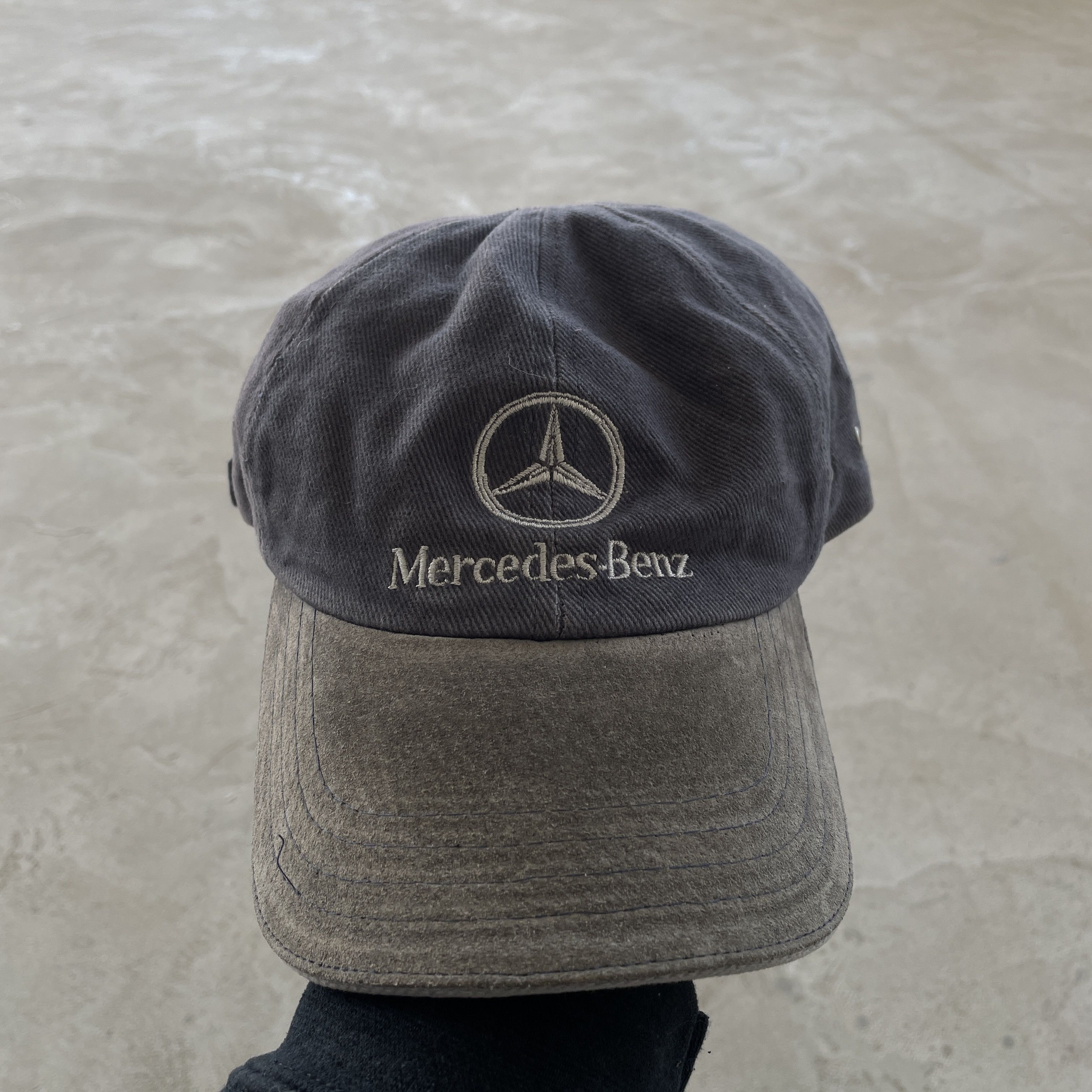 Mercedes-Benz Vintage Mercedes Benz Grey Suede Brim Logo Hat Strapback Cap Size ONE SIZE - 2 Thumbnail