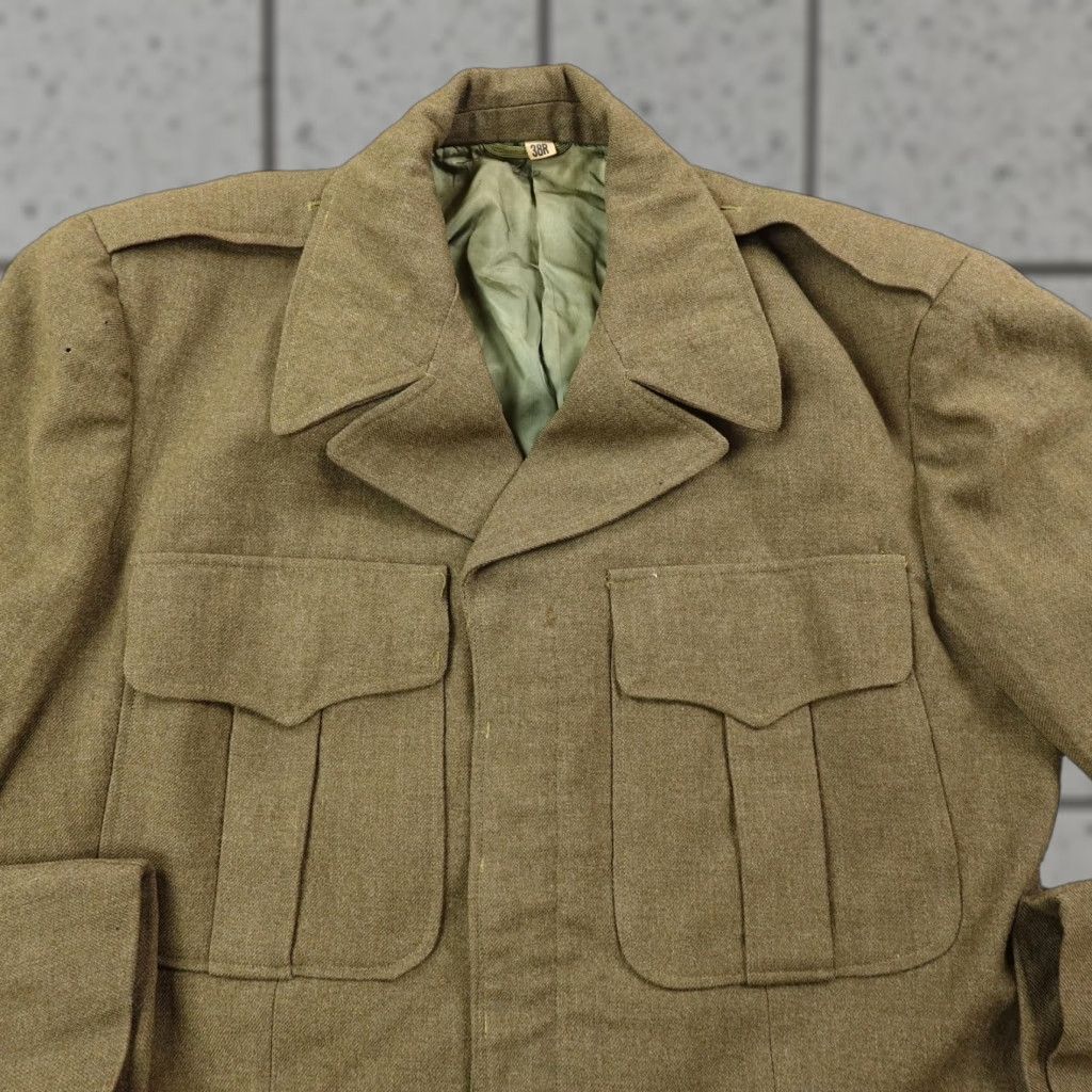 Olive VTG Army Jacket Mens 40 Olive Drab Wool M-1950 Military IKE Field Coat Talon 50s Size US XXS / EU 40 - 1 Thumbnail