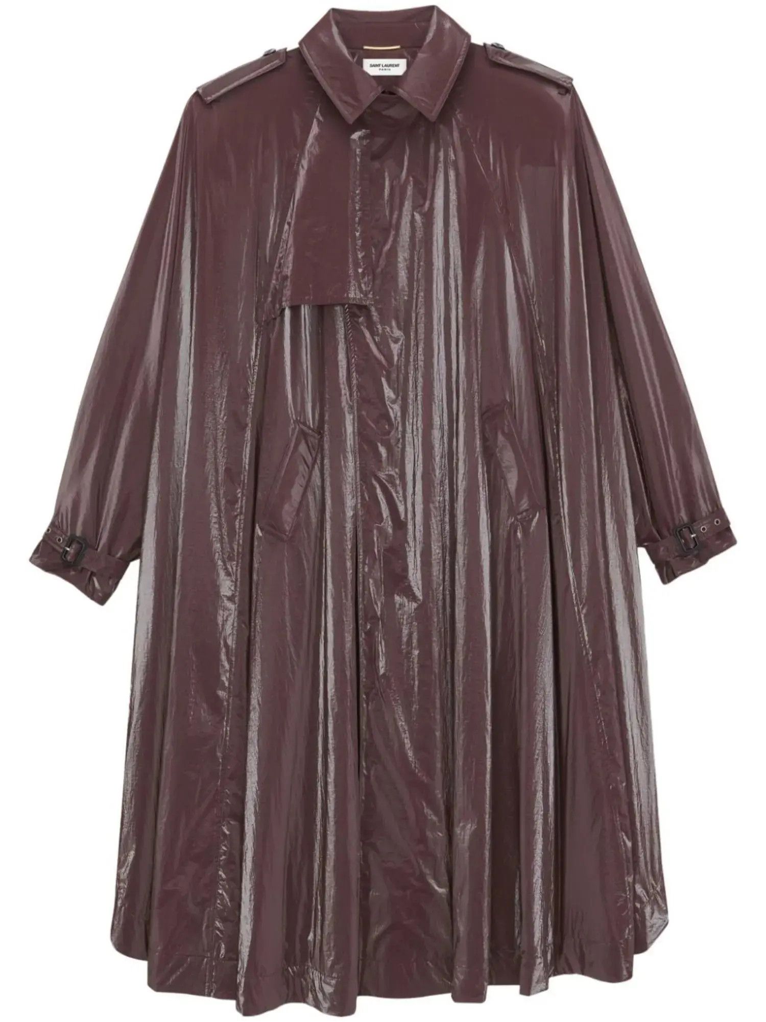 Saint Laurent Paris o1s1wg110125 747050 Trench Cape in Nylon in Burgundy Size M / US 6-8 / IT 42-44 - 1 Thumbnail