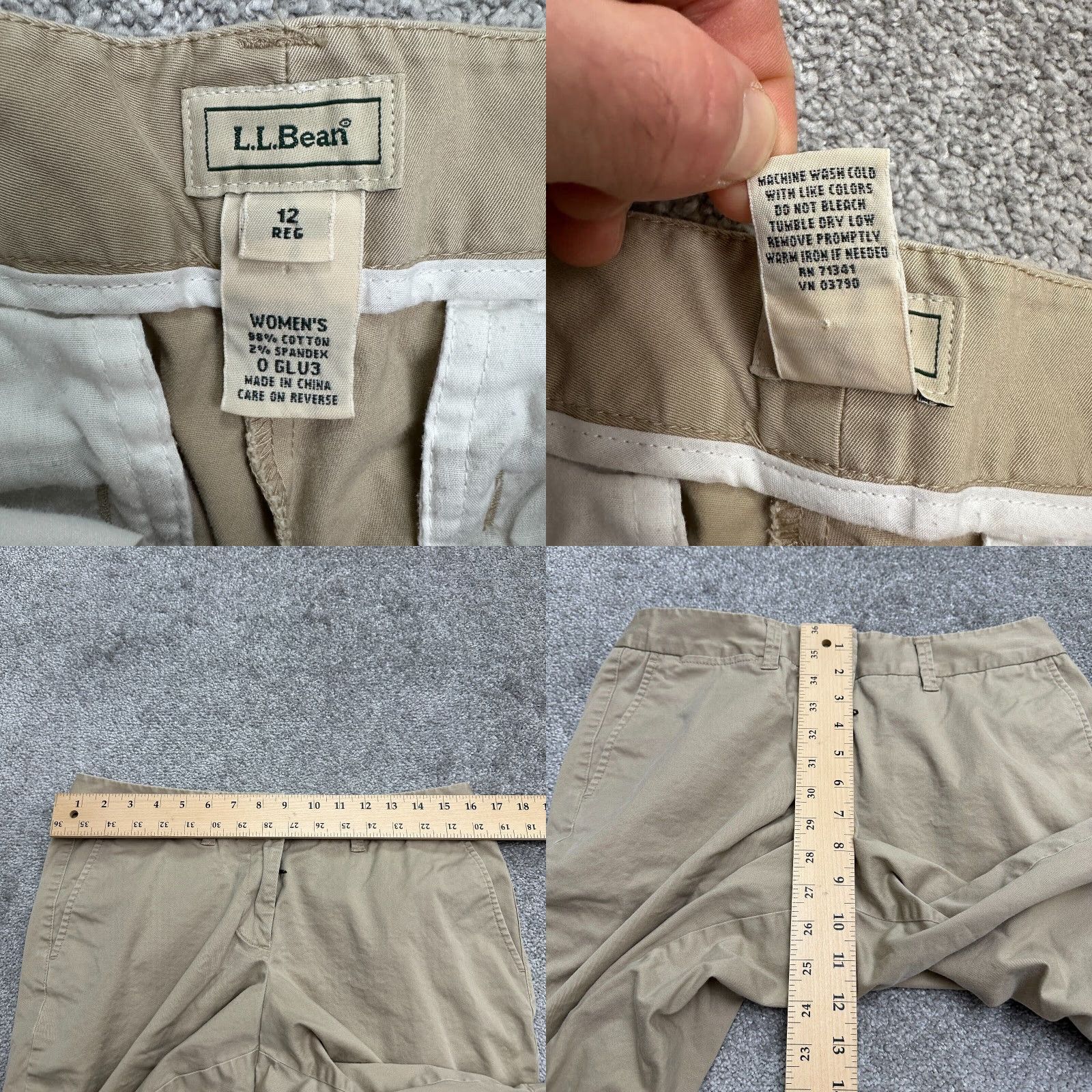 Vintage L.L. Bean Bermuda Shorts Womens 12 Reg High Rise Pocket Casual Khaki Brown 32x11 Size 34" / US 12 / IT 48 - 8 Thumbnail