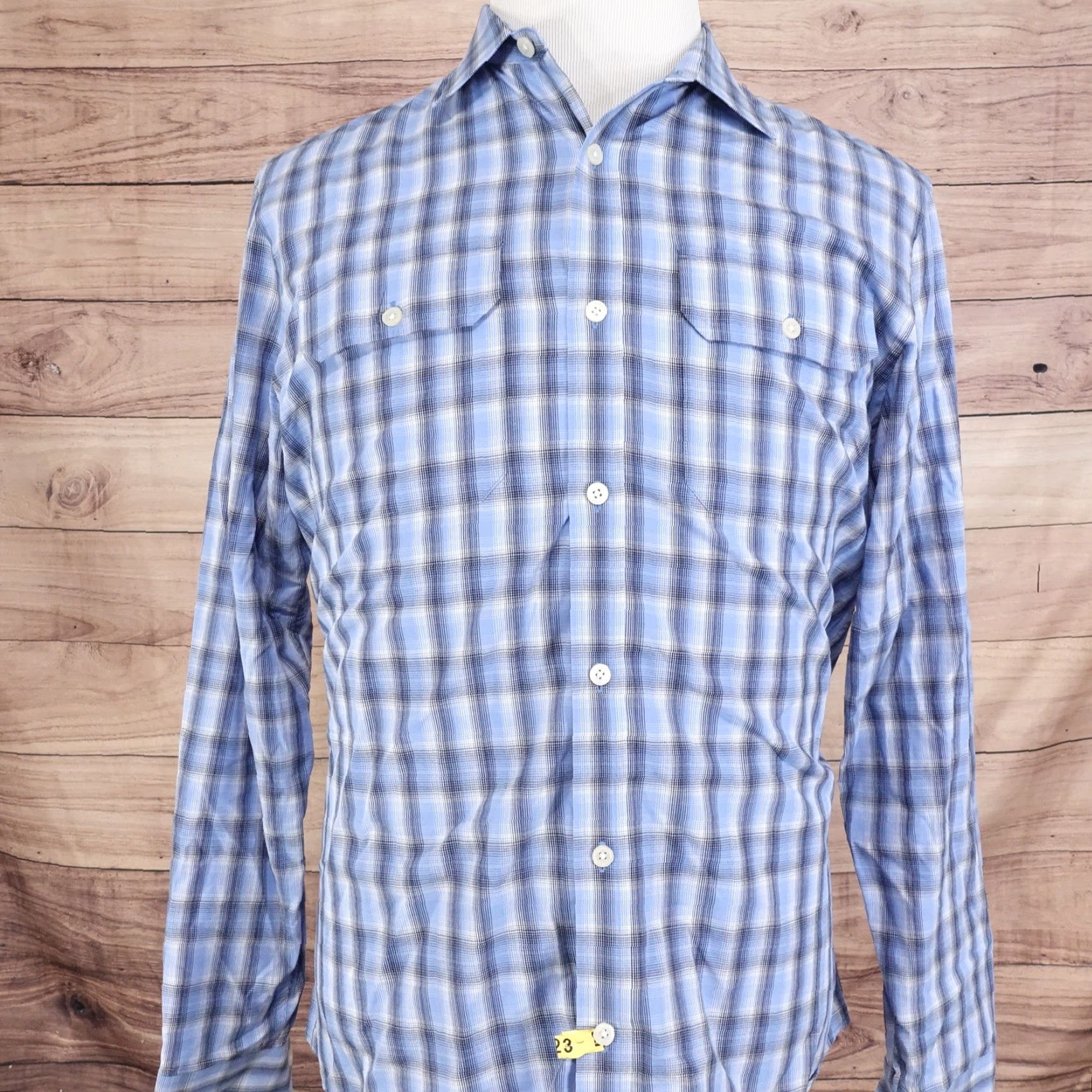 Michael Kors MICHAEL KORS Plaid Button-Up Shirt Long Sleeve Blue Adult Large Mens Size US L / EU 52-54 / 3 - 3 Thumbnail