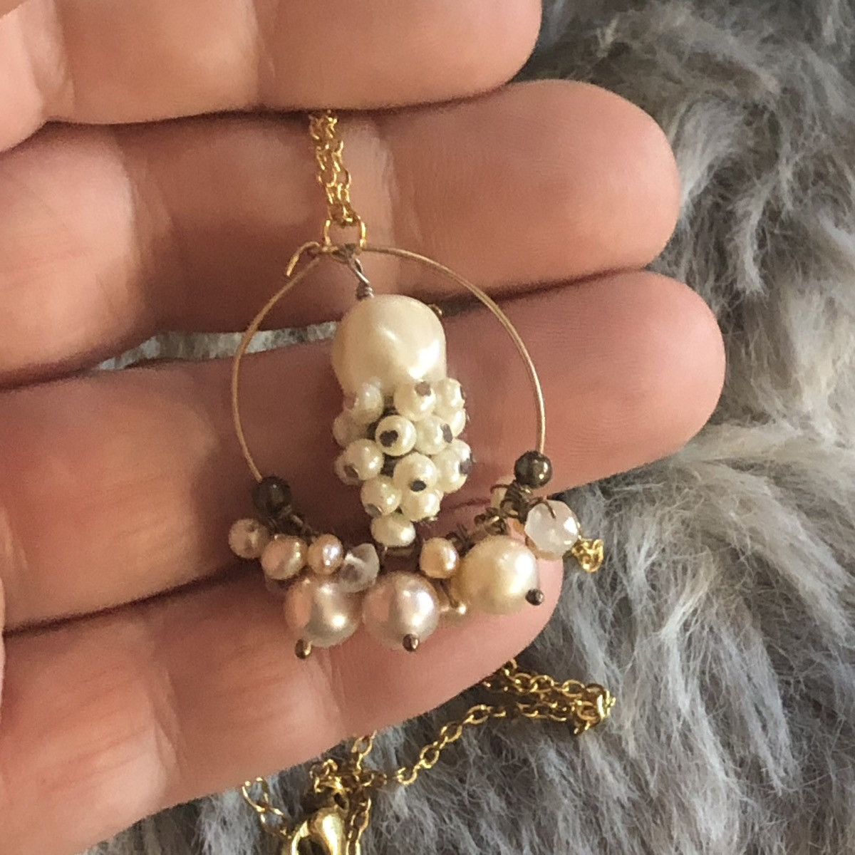 Handmade Handcrafted elegant genuine pearl clear quartz necklace Size ONE SIZE - 7 Thumbnail