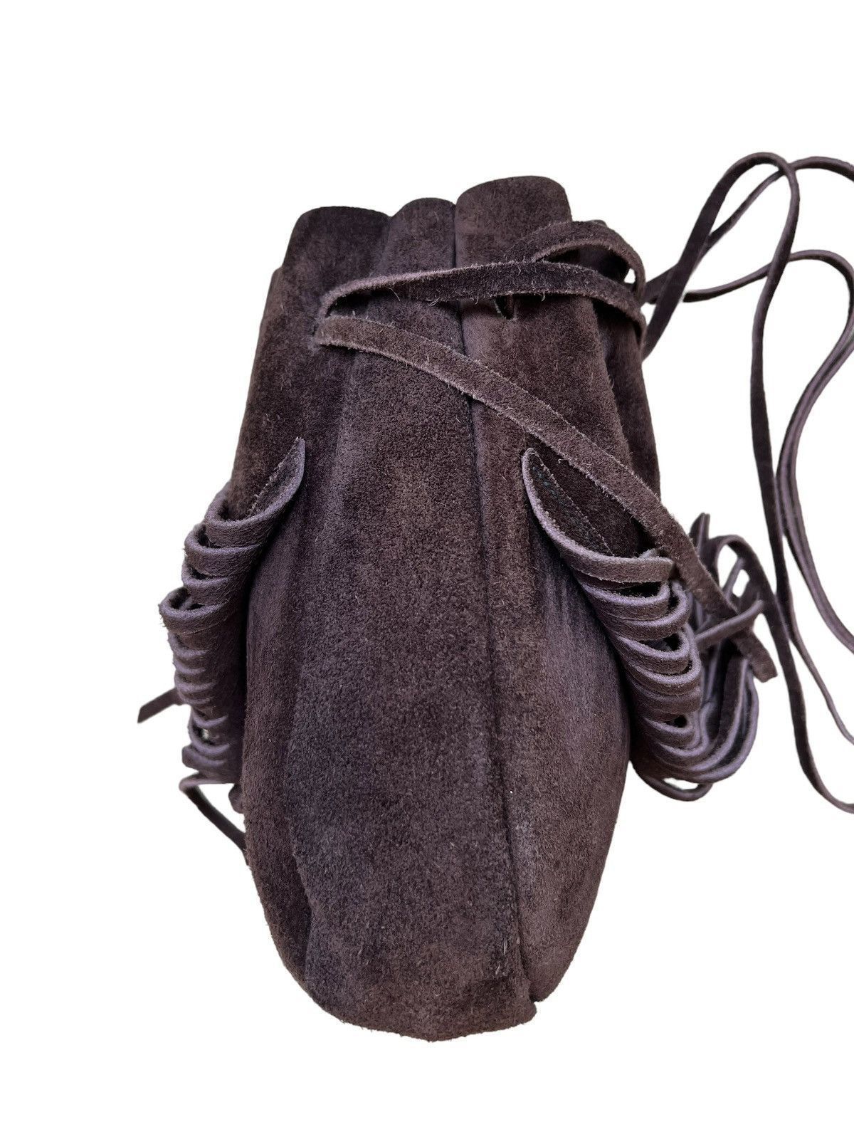 Leather Vintage Unknown Japan Brown Suede Leather Mini Fringe Bag Size ONE SIZE - 17 Thumbnail