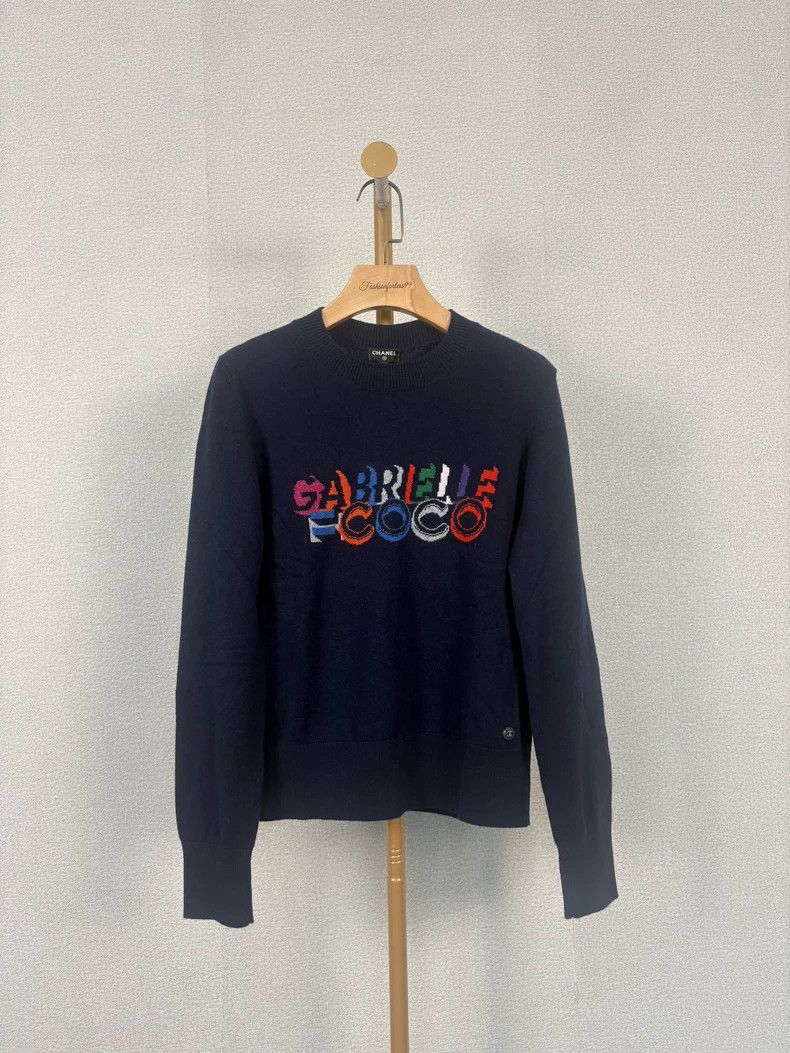 Chanel Chanel Navy Cashmere Sweater Long Sleeve Size US S / EU 44-46 / 1 - 1 Thumbnail