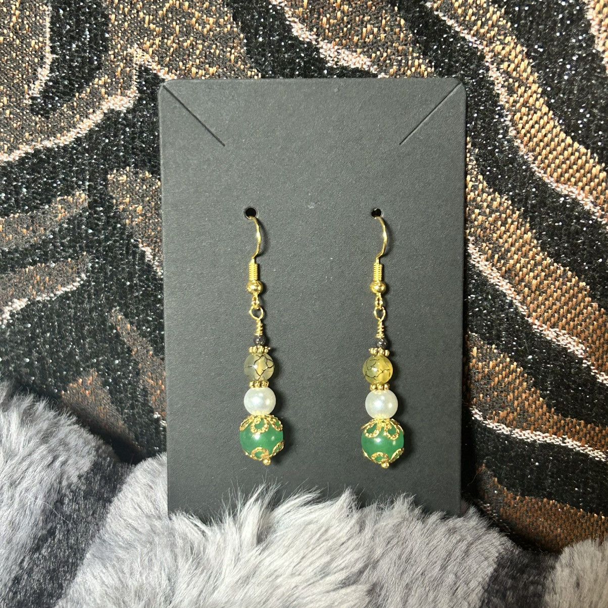 Handmade Handcrafted elegant filigree green chalcedony earrings Size ONE SIZE - 3 Thumbnail