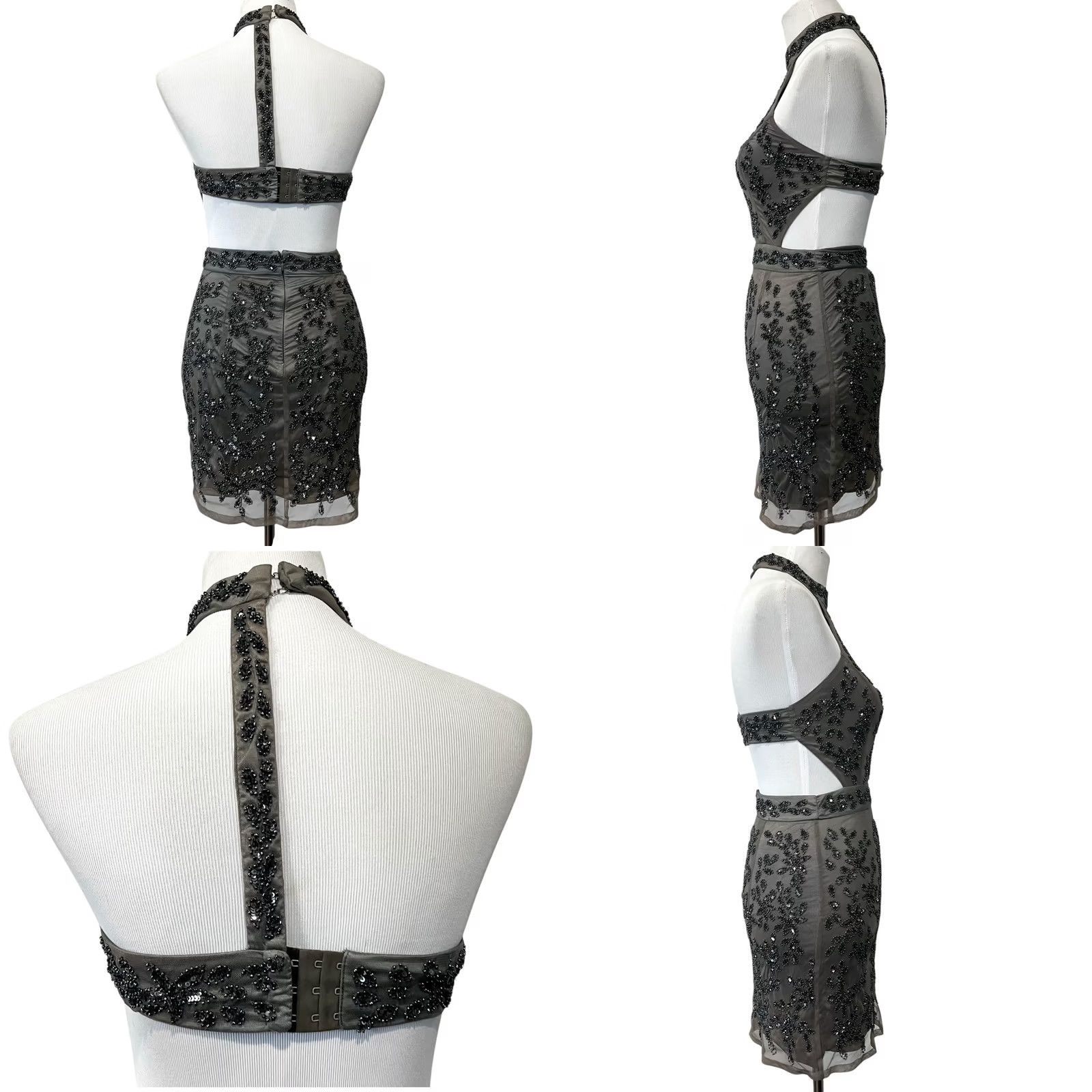 NBD NBD x REVOLVE Gabriela Dress in Steel Gray Mini Beaded Halter XS Dress Womens (XS) - Gray Size XS / US 0-2 / IT 36-38 - 8 Thumbnail