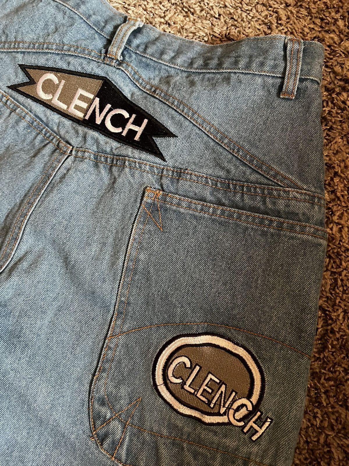Clench × Vintage Clench Striped Baggy Patch work denim Size US 29 - 3 Thumbnail