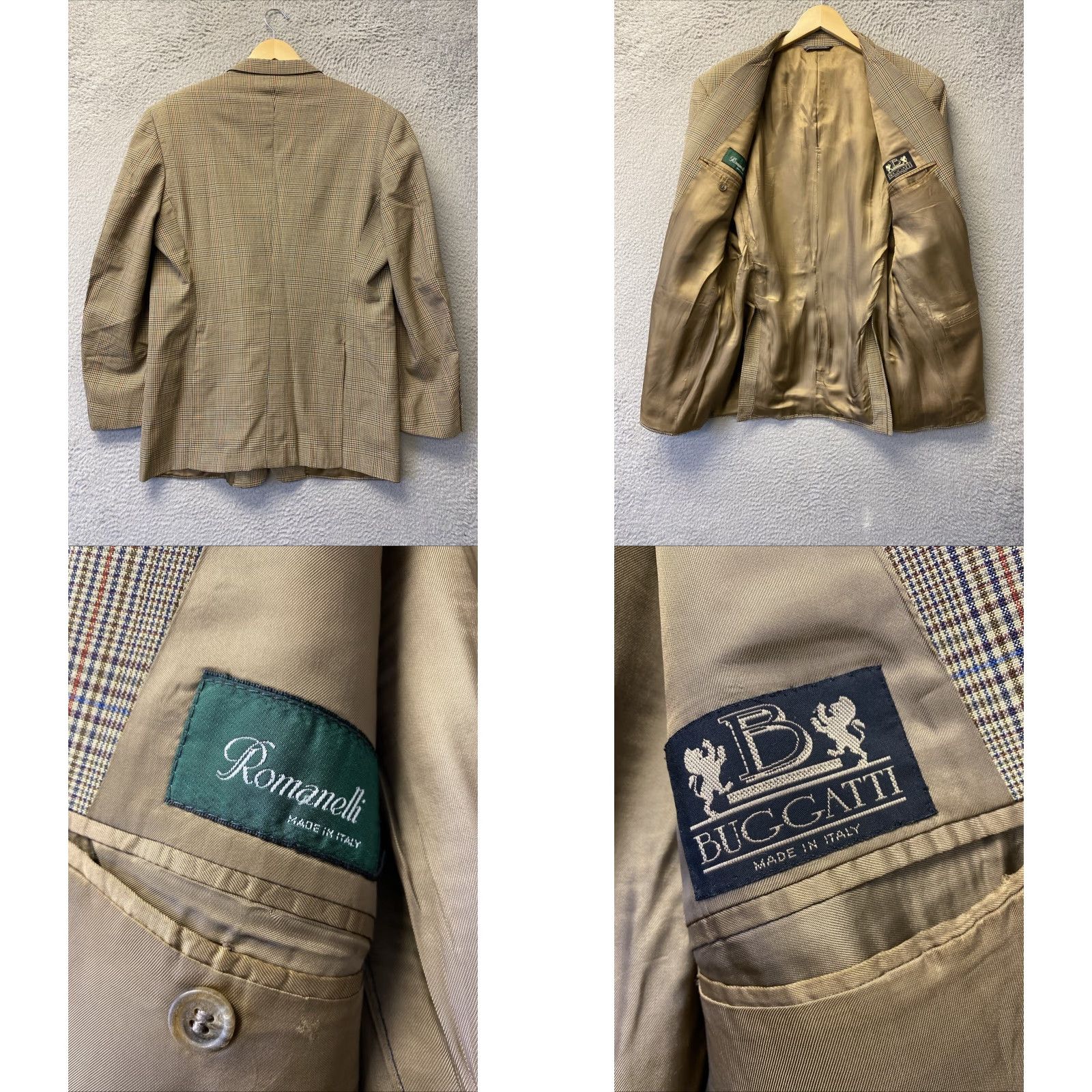 Bugatti MENS BUGATTI PLAID BLAZER 42R EU 56 LIGHT BROWN WOOL SPORT COAT TUXEDO Size 42R - 8 Thumbnail