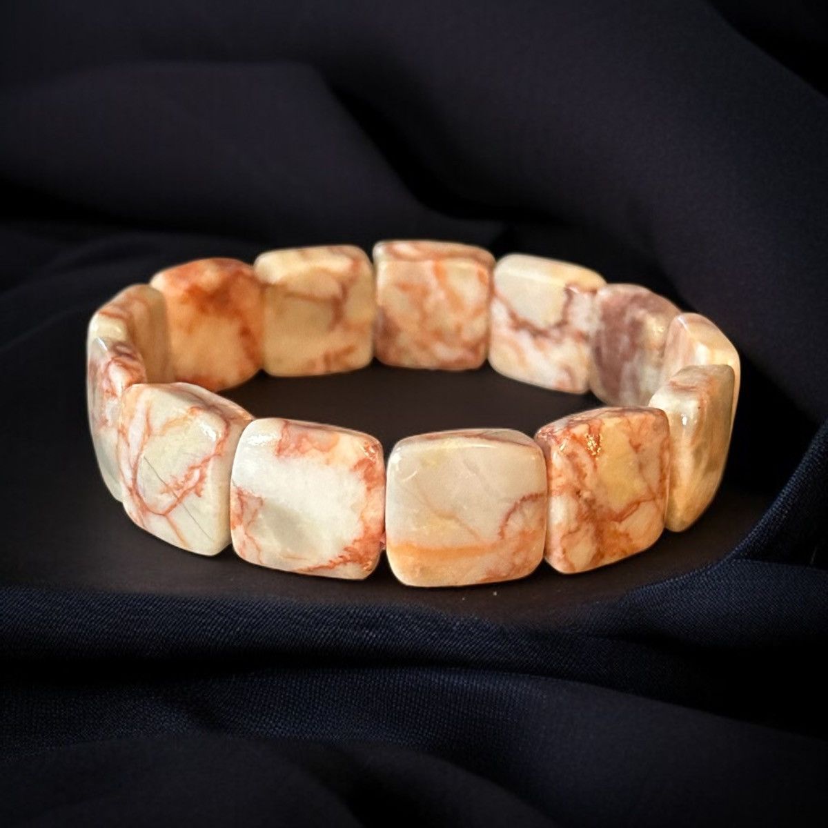 Other Natural marbled redline tile stone stretch bracelet Size ONE SIZE - 1 Thumbnail