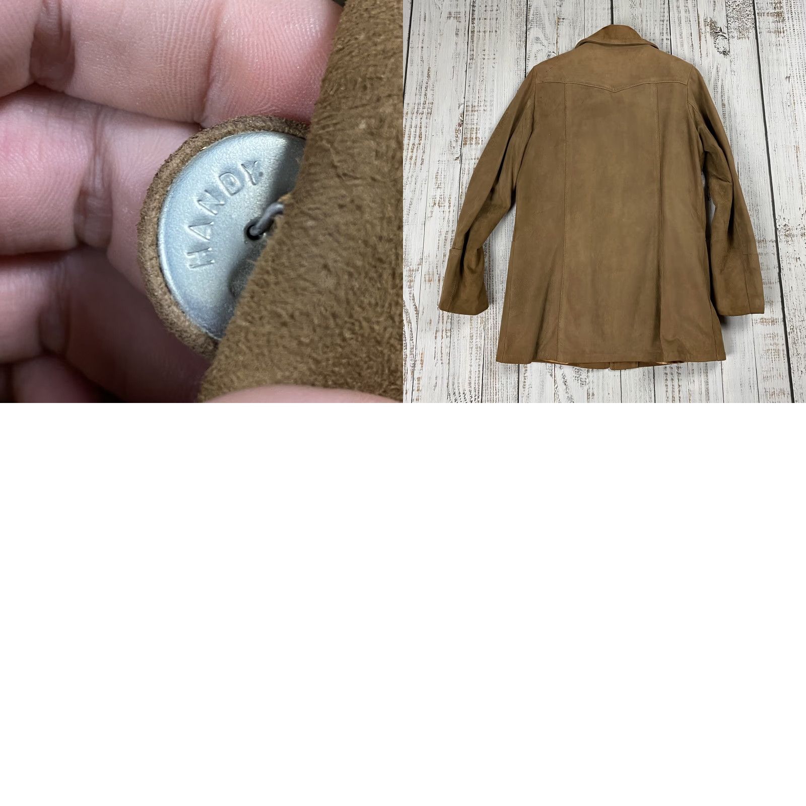 Vintage VINTAGE BOHO SUEDE LEATHER BLAZER Women’s 10 Long Brown Button Sherpa Liner - 50s 60s Style - jacket coat Size L / US 10 / IT 46 - 8 Thumbnail