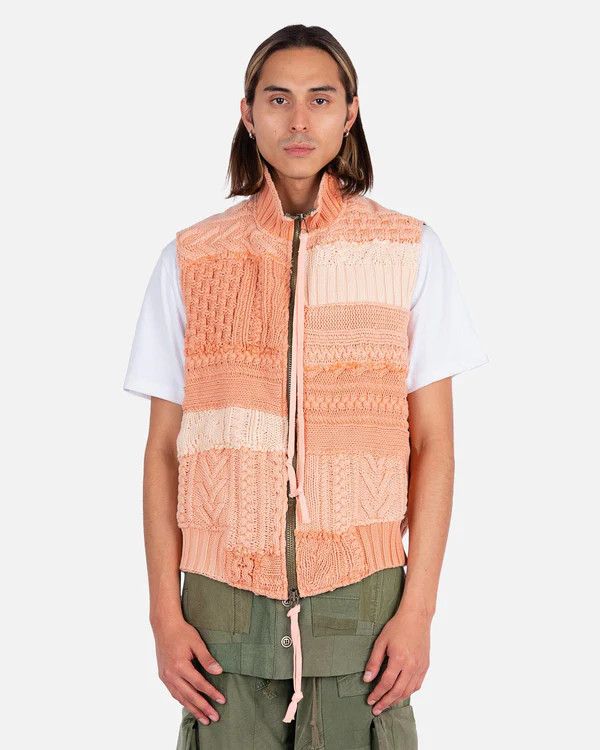 $2250 Greg Lauren Sample Coral Fisherman Vest