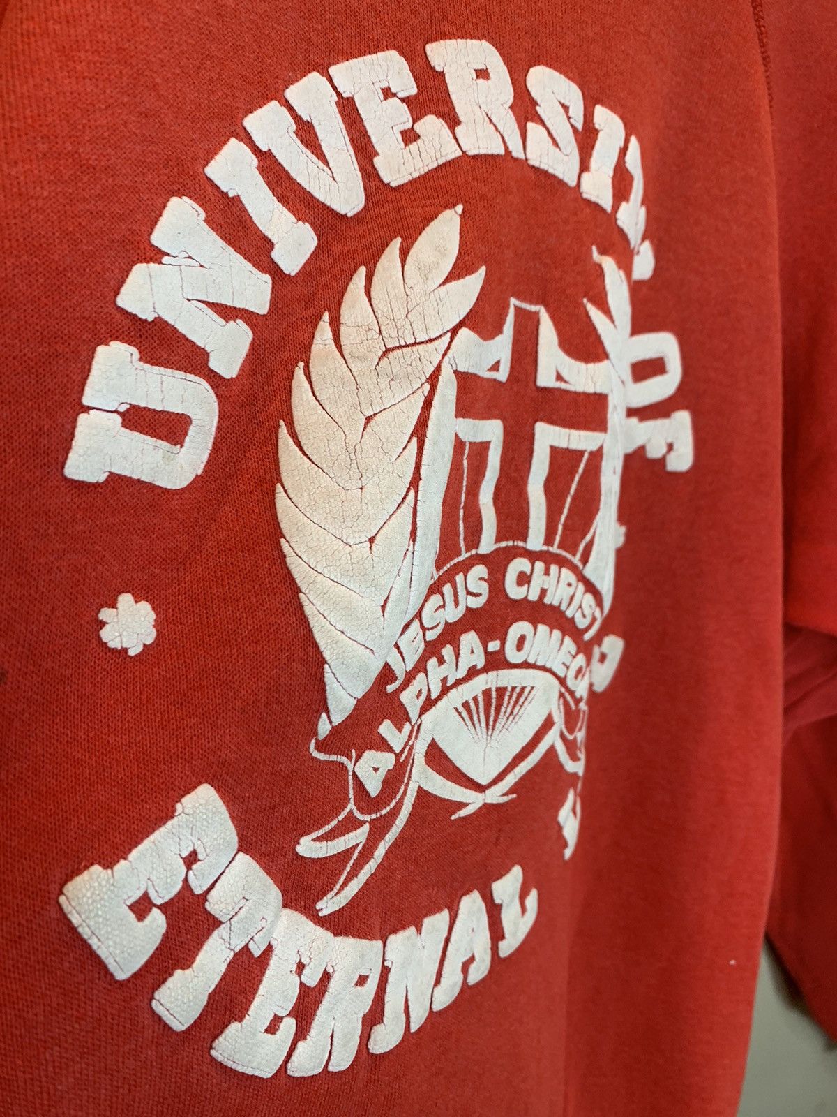 Vintage RARE Vintage 80s Jesus University of Eternal Life Sweatshirt Size US XL / EU 56 / 4 - 4 Thumbnail