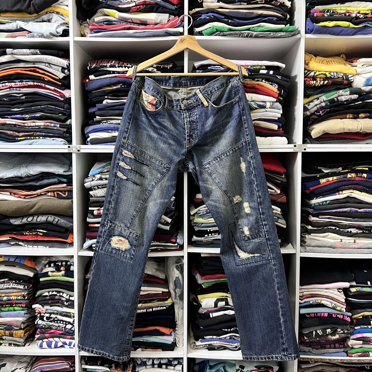 Japanese Brand VTG TAKEO KIKUCHI PATCHWORK JEAN Size US 36 / EU 52 - 1 Thumbnail