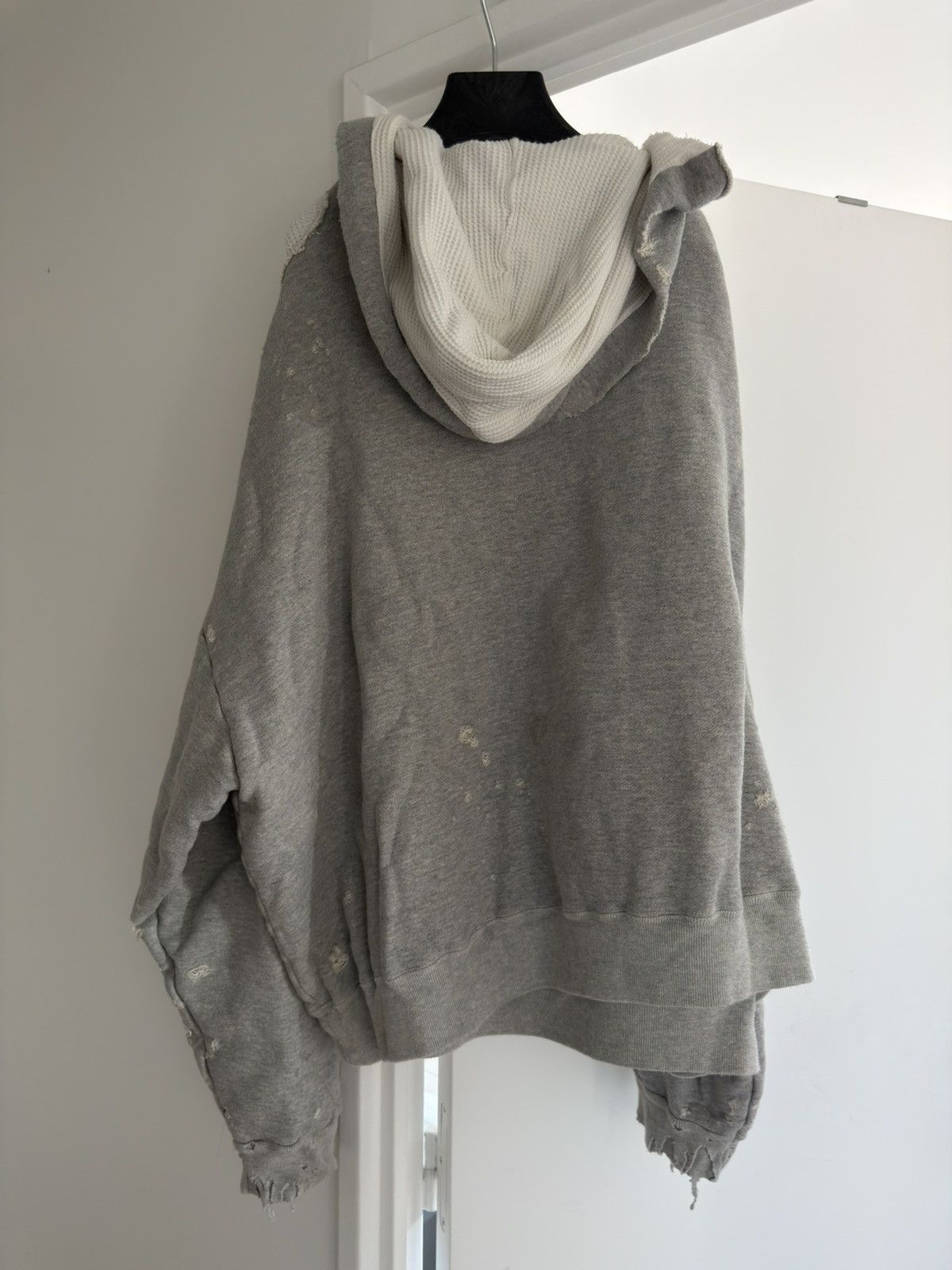 READYMADE *RARE* READYMADE JAPAN DOUBLE FACE THERMAL DISTRESSED HOODIE Size US XXL / EU 58 / 5 - 4 Thumbnail