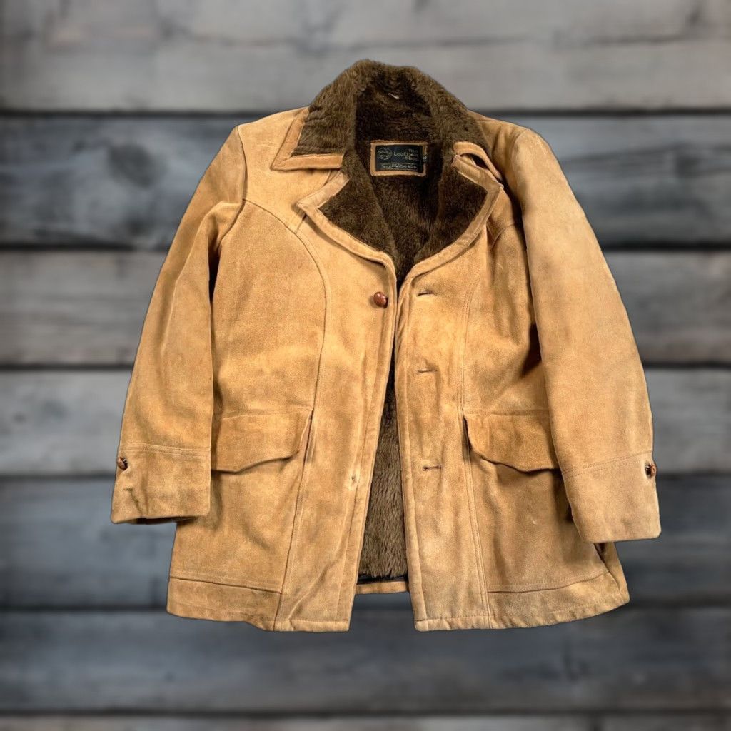 Sears VINTAGE 70s Suede Leather Rancher Jacket Sears Leather Shop Brown Faux Fur Lining Pockets Button Size US XXS / EU 40 - 1 Thumbnail