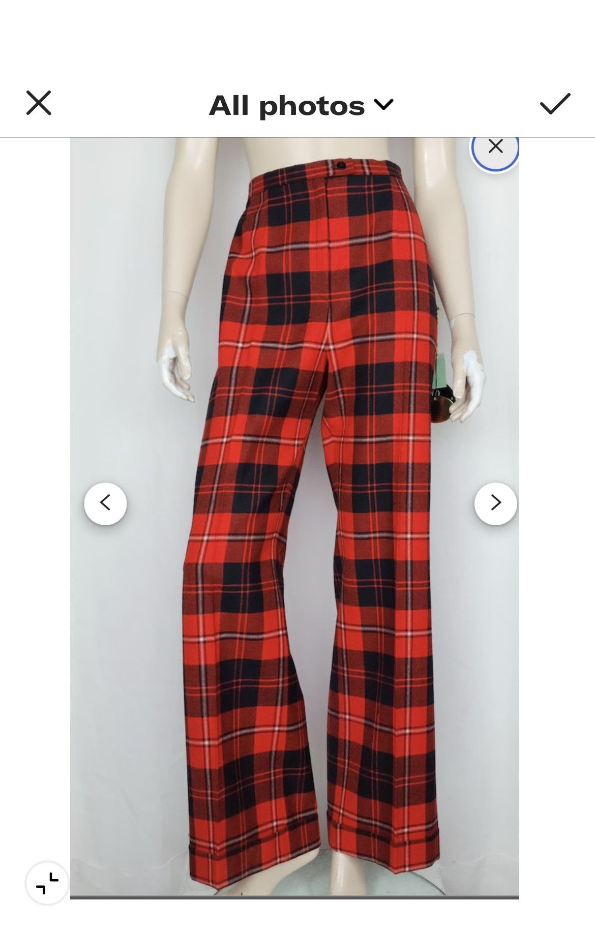Highland VTG Wide Leg Trousers 100% Virgin Worsted Wool Size 27" / US 4 / IT 40 - 10 Thumbnail